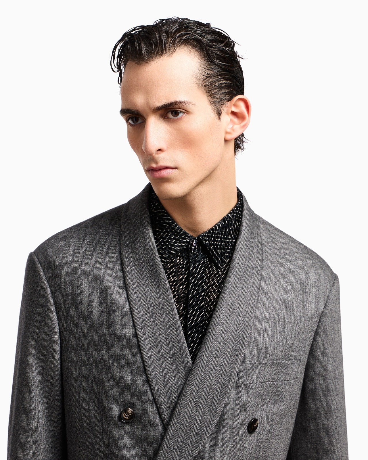 HERITAGE LINE DOUBLE-BREASTED SUIT IN CHEVRON VIRGIN WOOL AND CASHMERE - 5