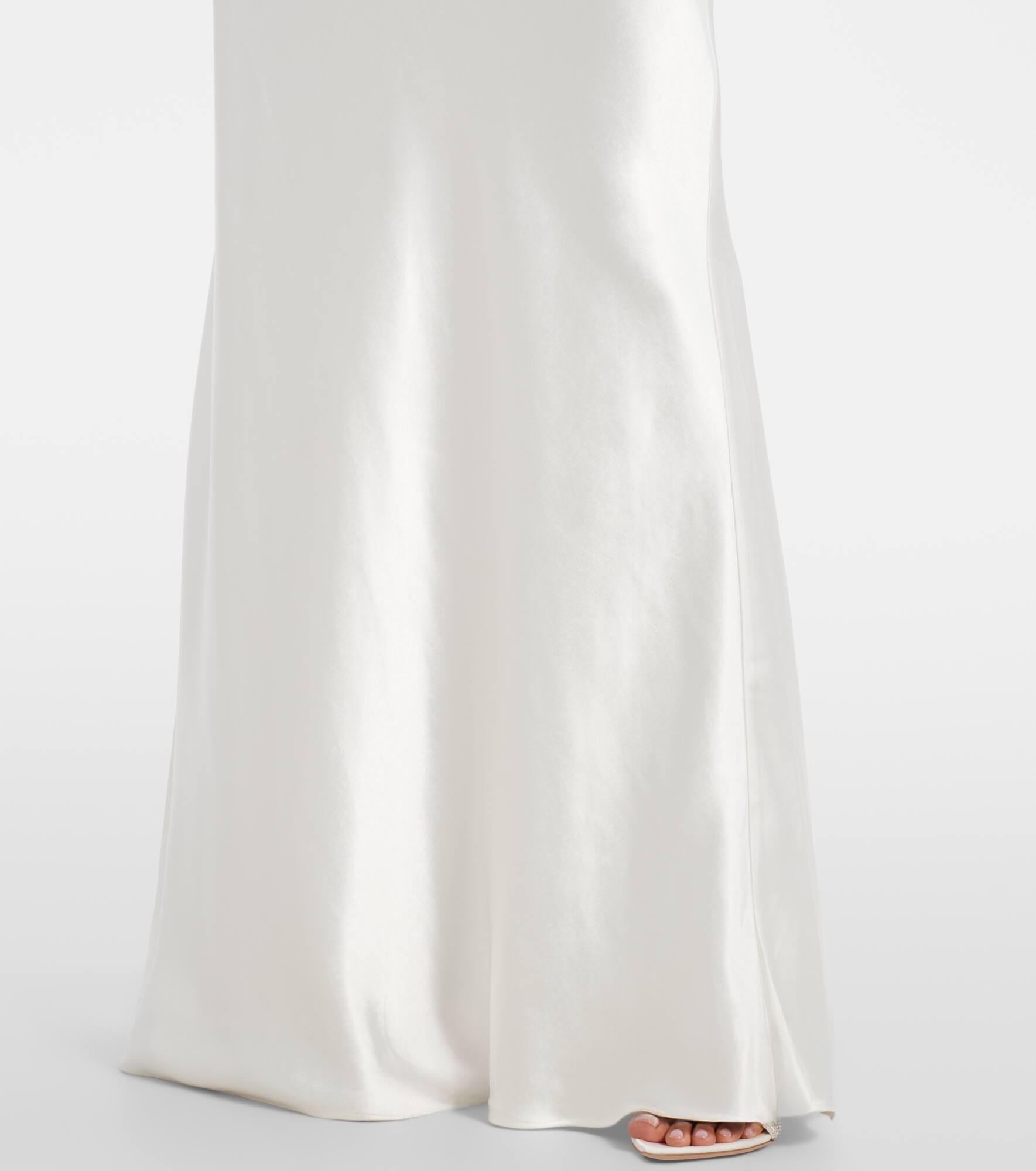 Bridal peplum satin and bouclé maxi dress - 6