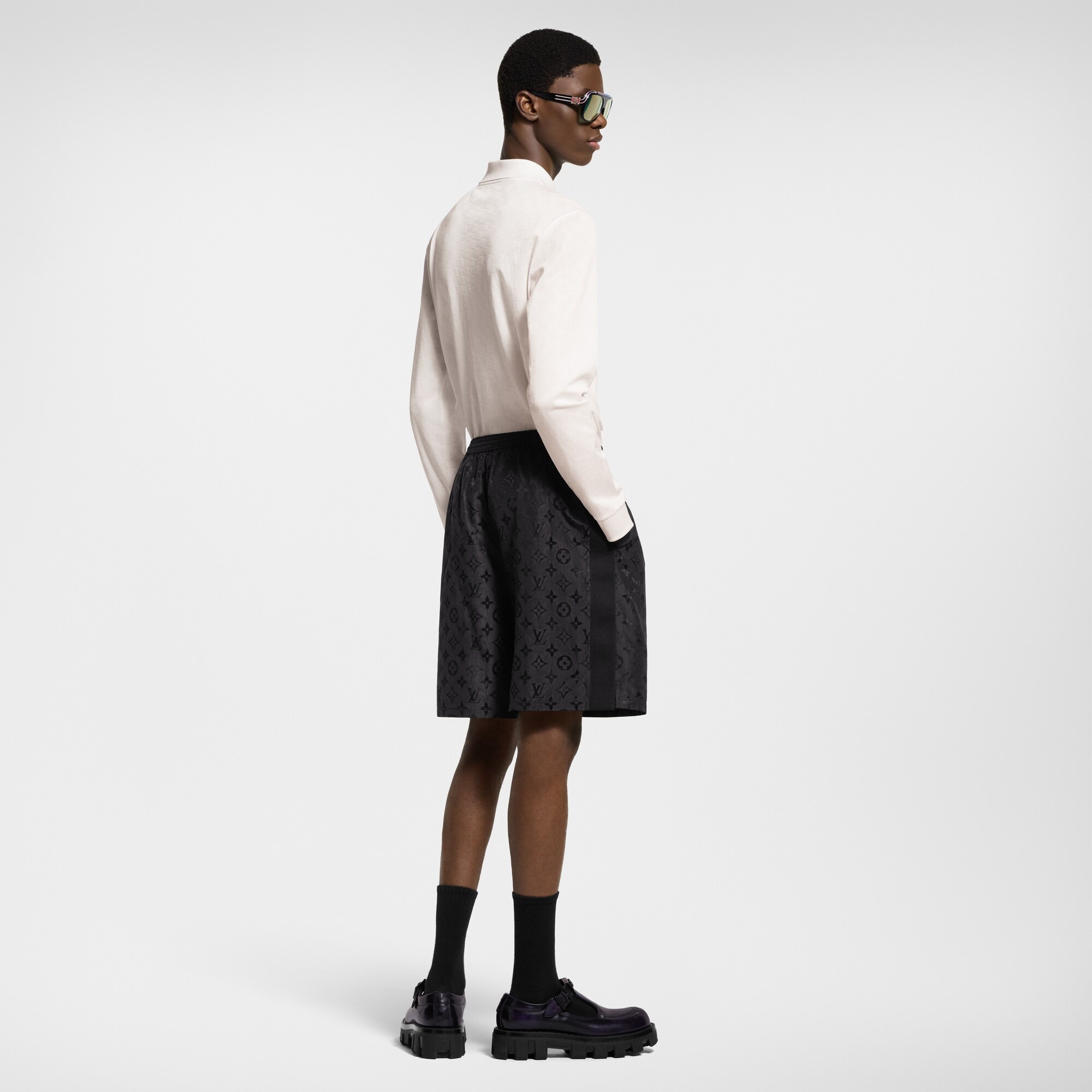 Damier Signature Long-Sleeved Polo Shirt - 3