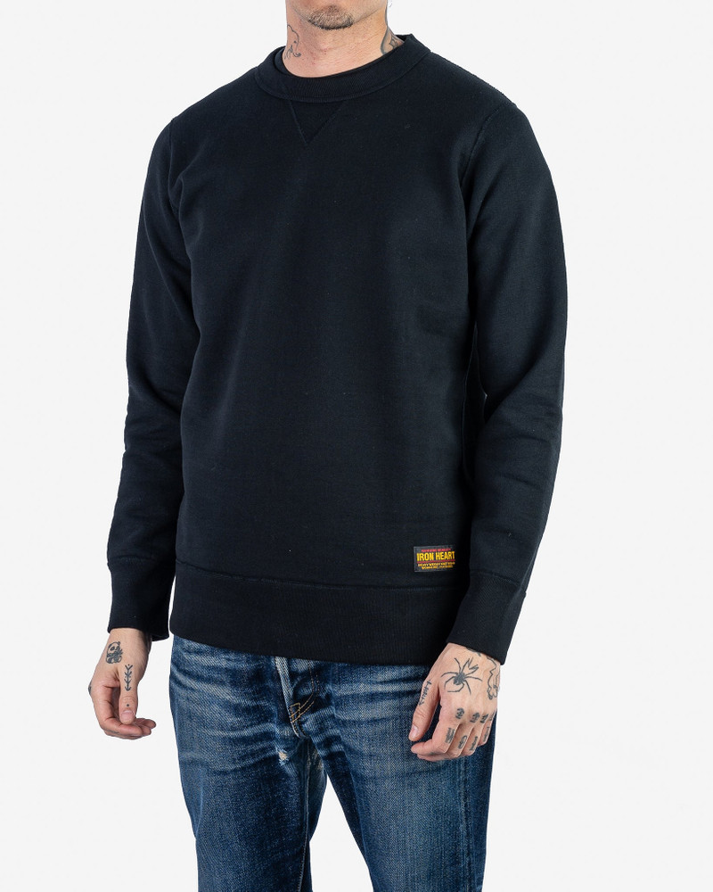 Iron Heart IHSW-69L-BLK 14oz Ultra Heavyweight Loopwheel Cotton Crew Neck Sweat - Black outlook