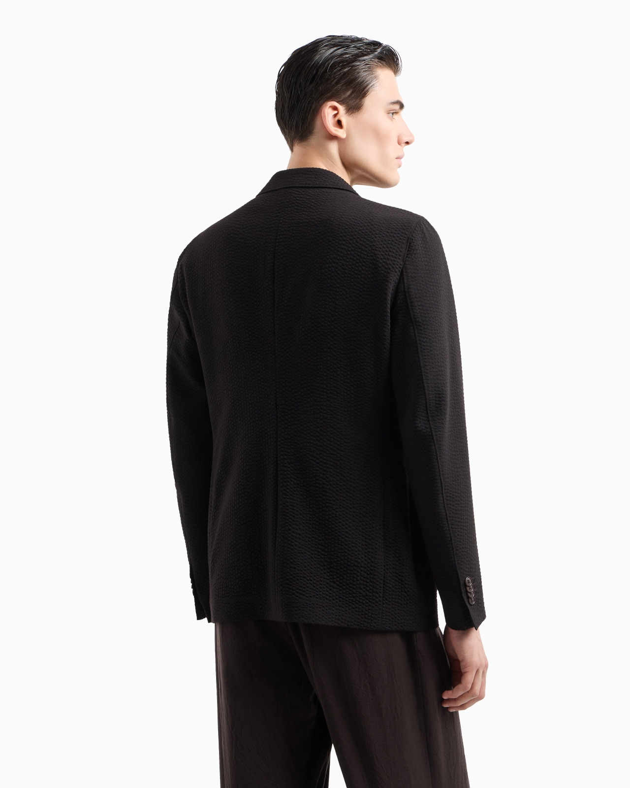 Upton line single-breasted jacket in virgin wool and cashmere seersucker - 3