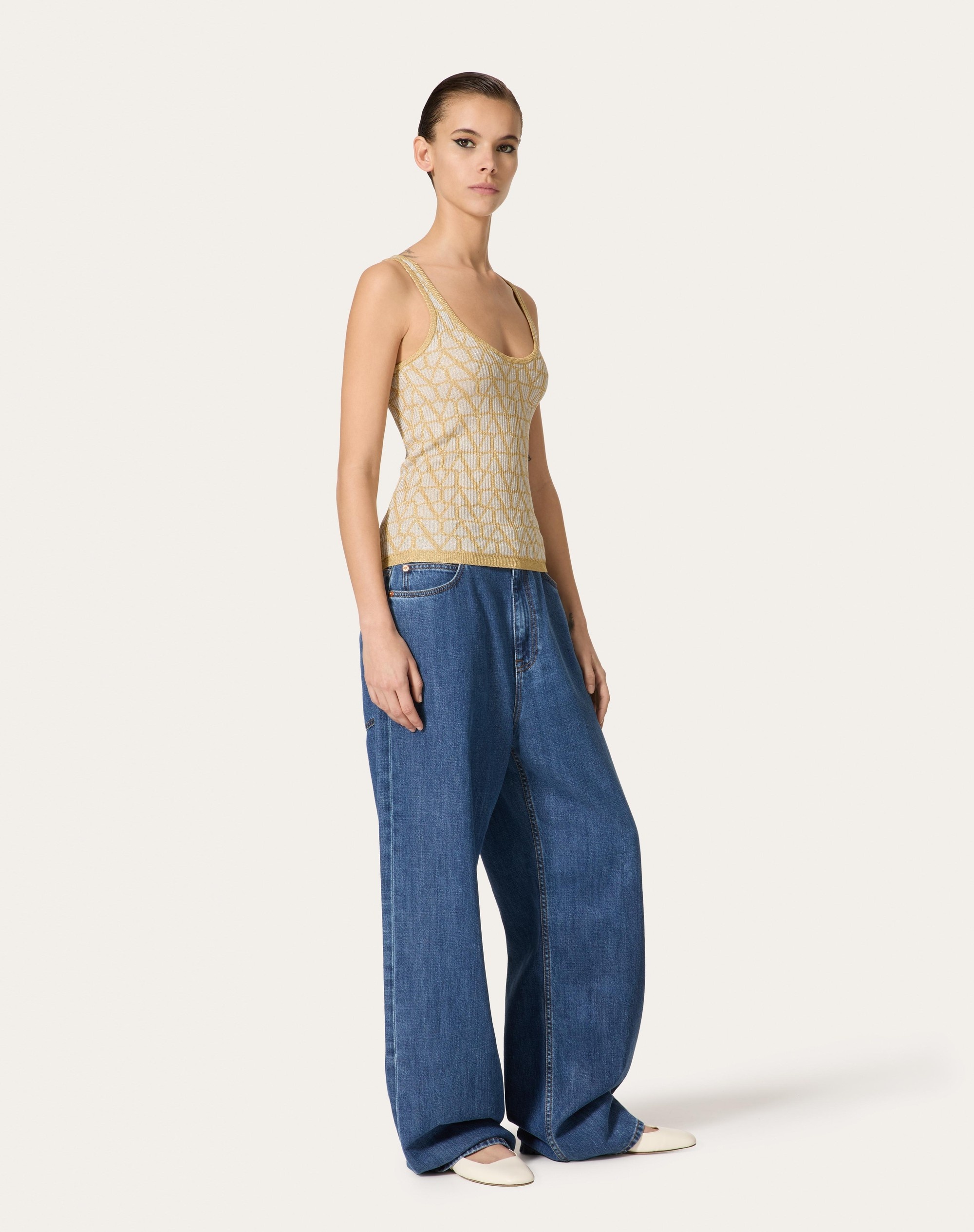 Tシャツ・カットソー VALENTINO LUREX AND JACQUARD TOILE ICONOGRAPHE TOP Valentino LUREX AND TOILE ICONOGRAPHE JACQUARD TOP | REVERSIBLE