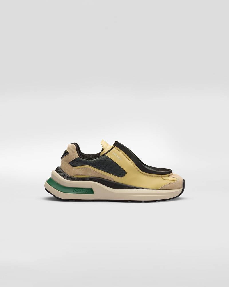 Prada Systeme brushed leather sneakers with bike fabric and suede elements outlook