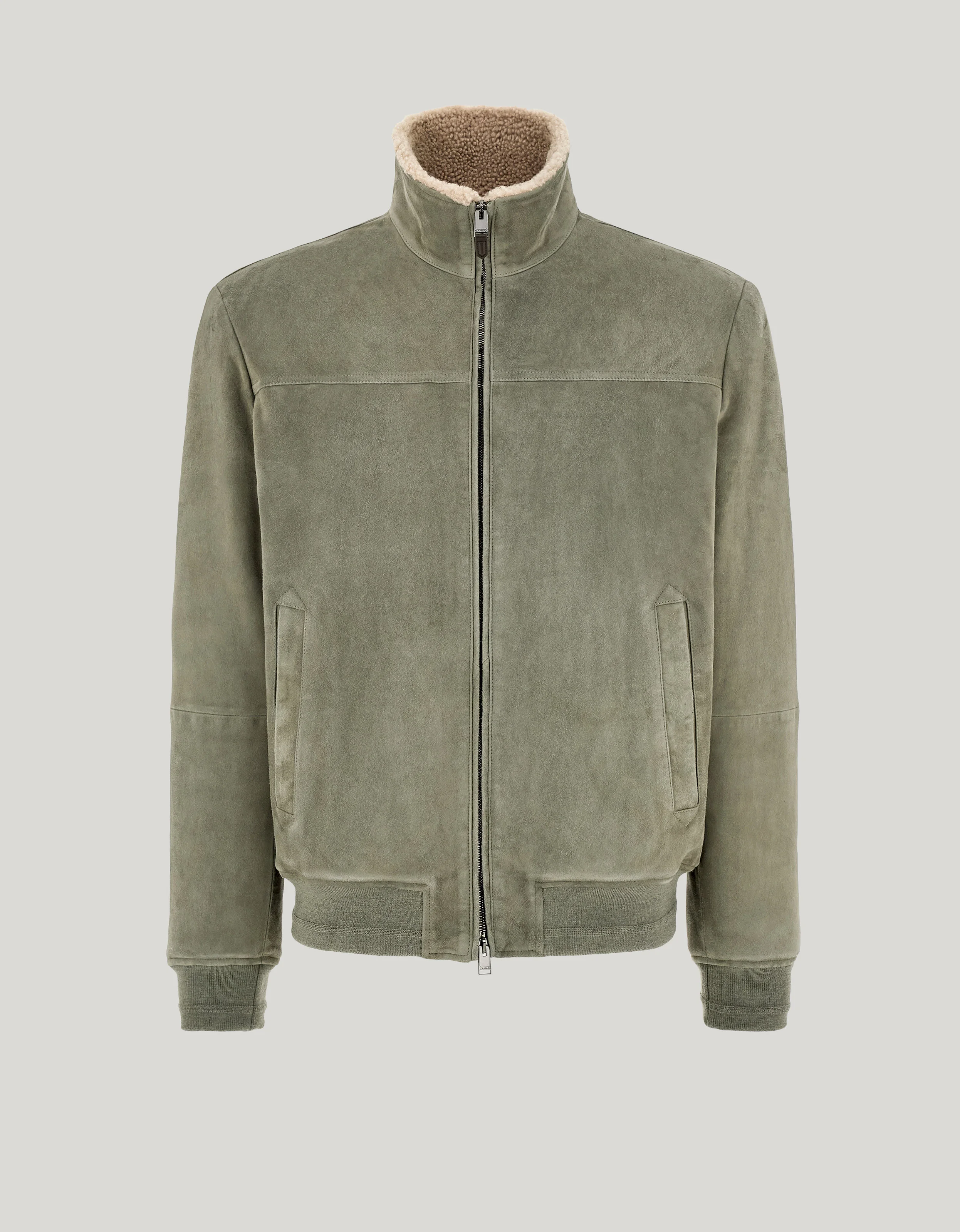SAGE GREEN GOAT SUEDE BLOUSON - 1