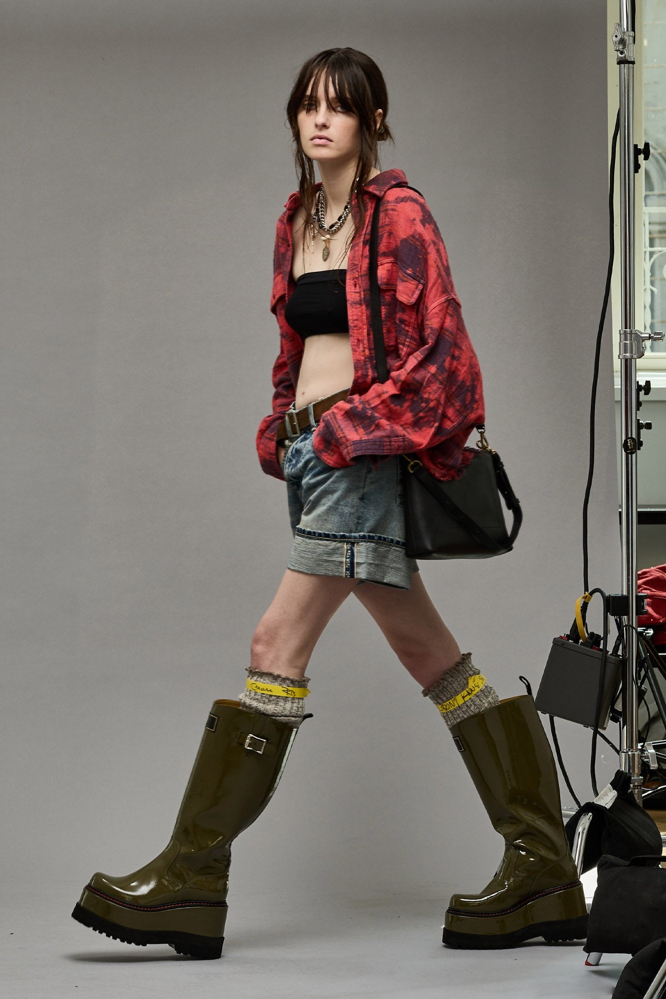CROPPED WORKSHIRT - DUSK RED PLAID - 3