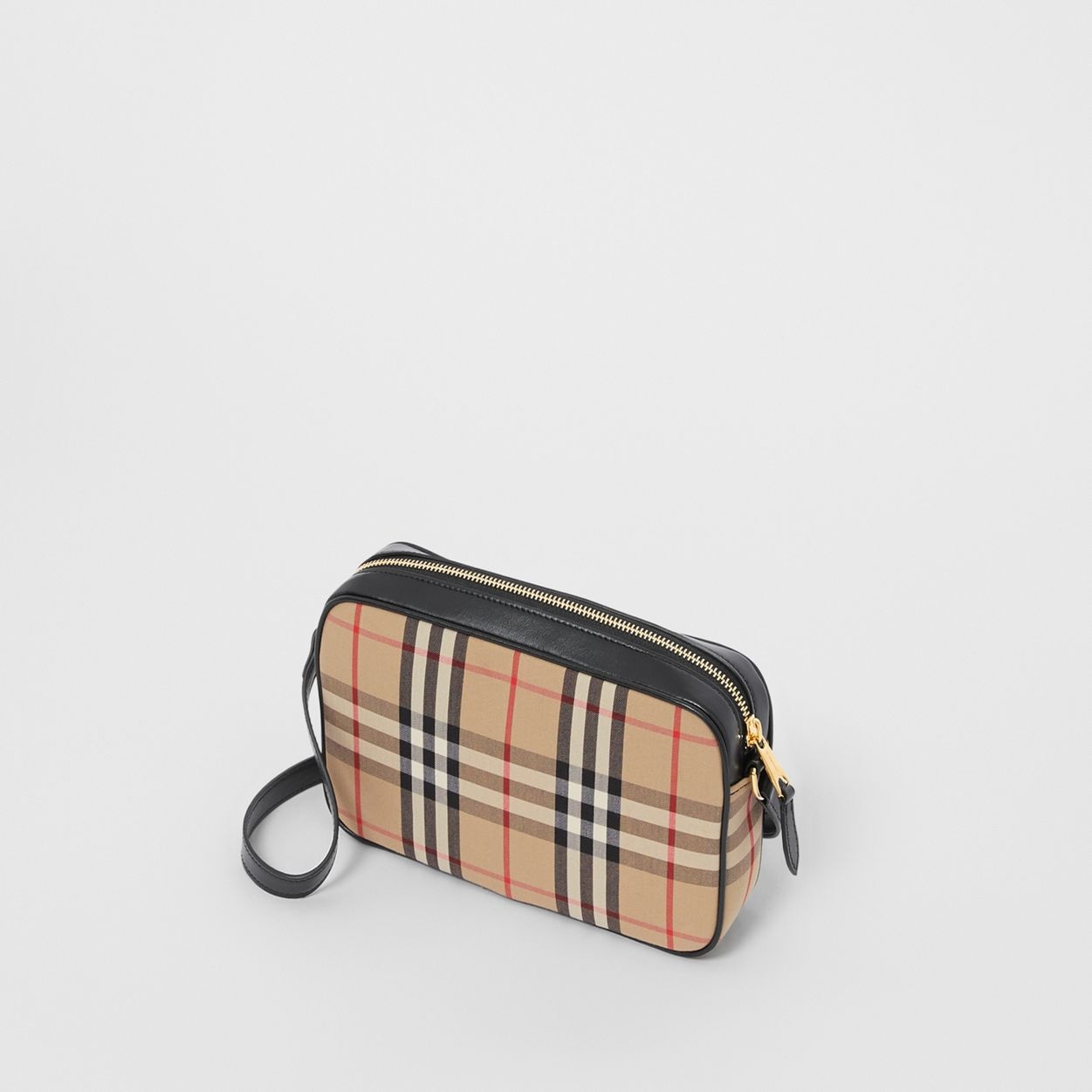 Small Vintage Check and Leather Camera Bag - 4