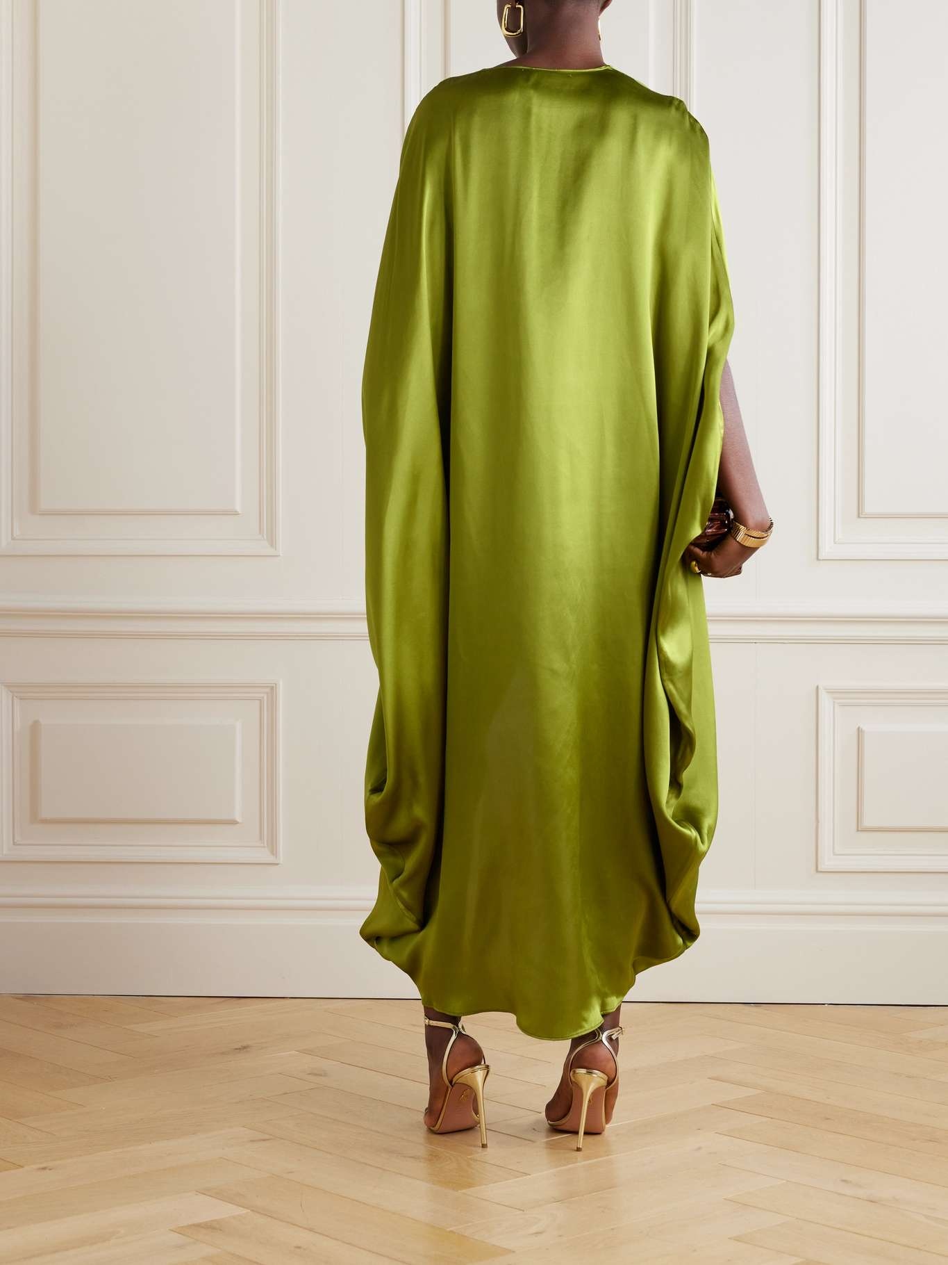 Azores twist-front silk-satin kaftan - 3