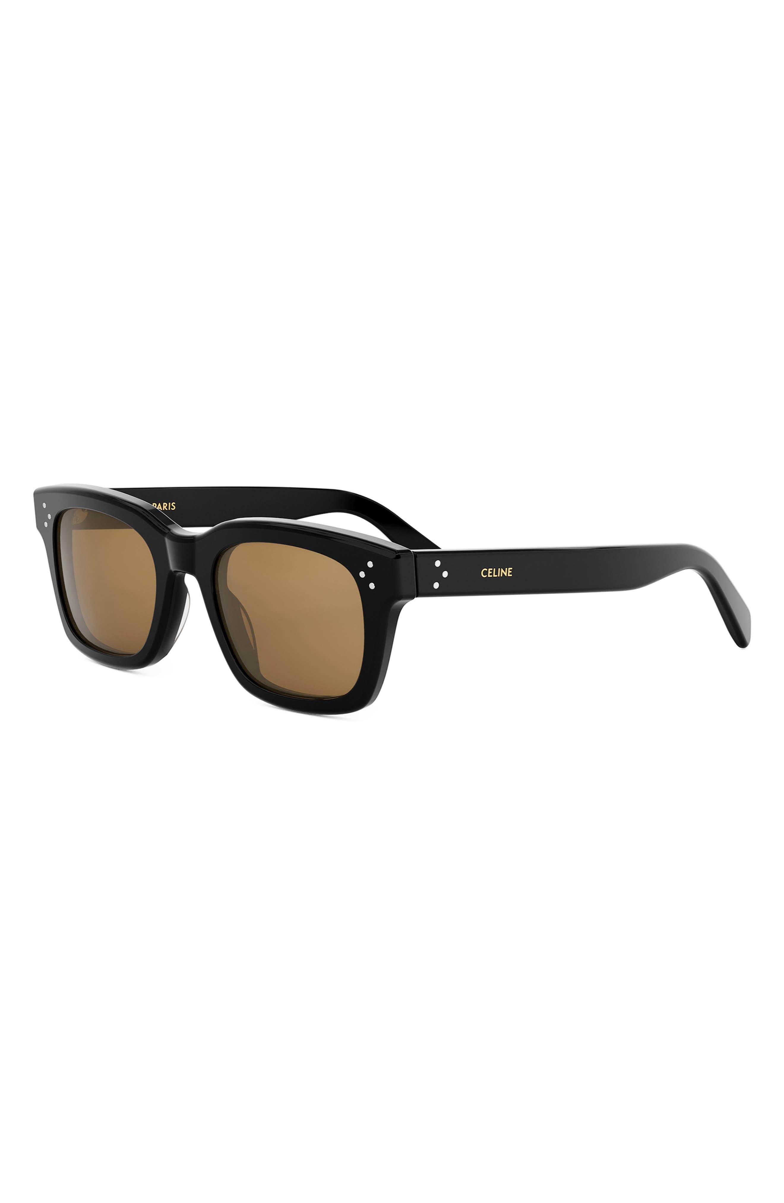 CELINE Bold 3 Dots 50mm Square Sunglasses in Shiny Black /Roviex at Nordstrom - 2