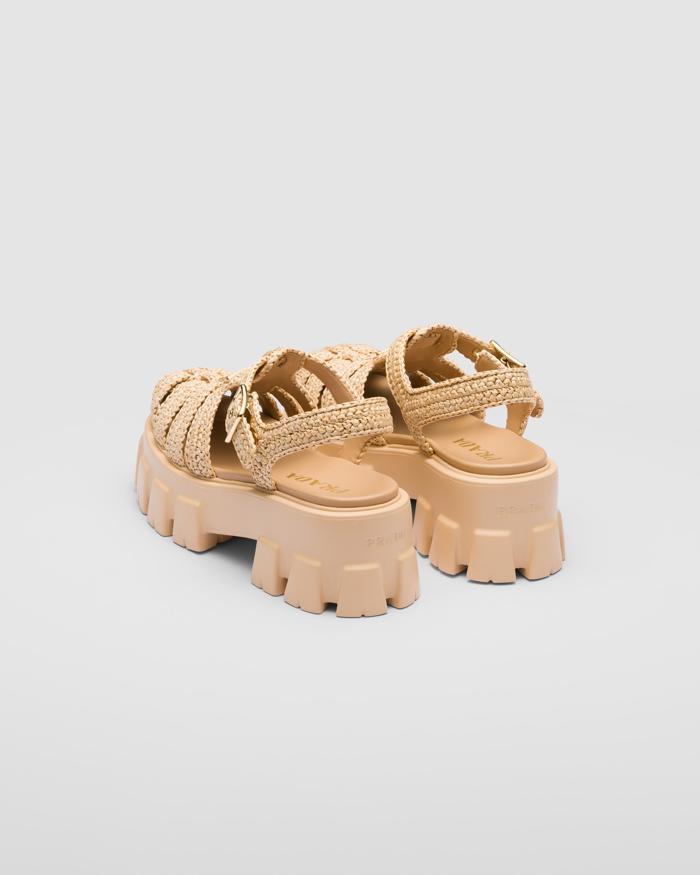Prada Monolith raffia sandals | farfetch | REVERSIBLE