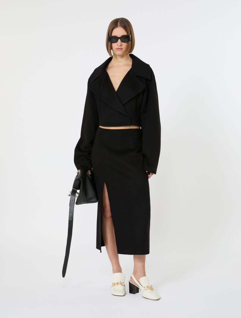 Sportmax Long double-faced wool skirt - black outlook