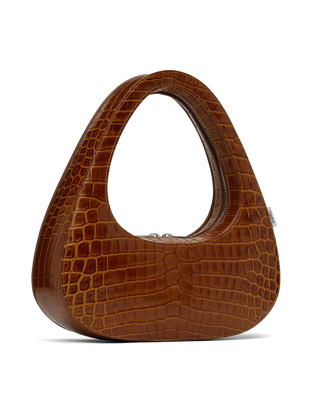 Brown Croco Baguette Swipe Bag - 3