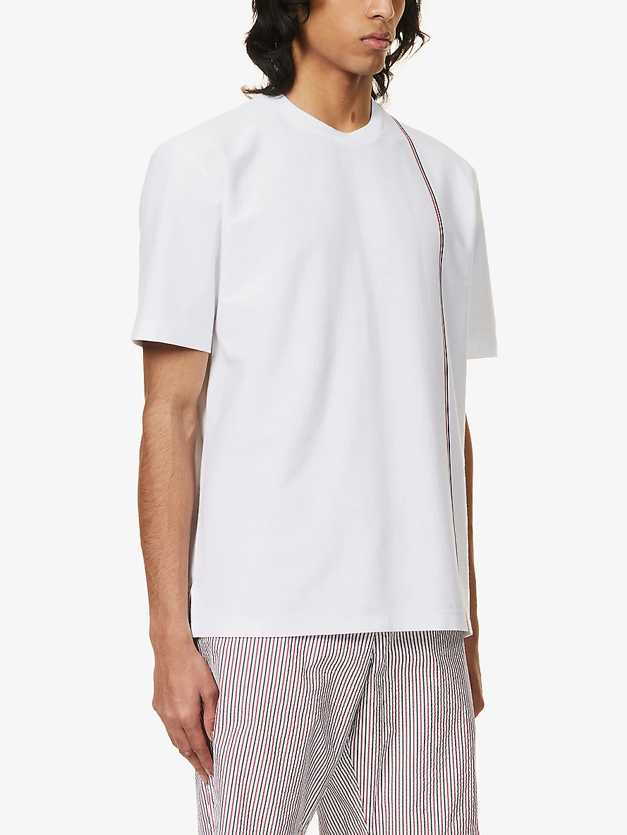 Brand-stripe crewneck cotton-jersey T-shirt - 3