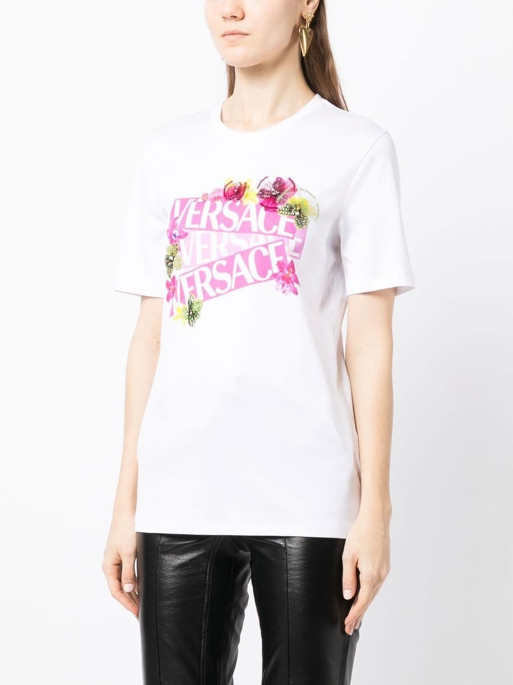 floral logo-print T-shirt - 3