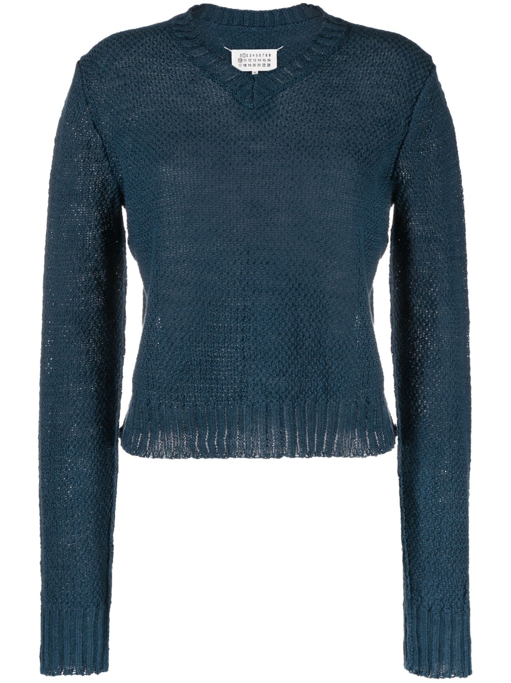 V-neck open-knit jumper - 1