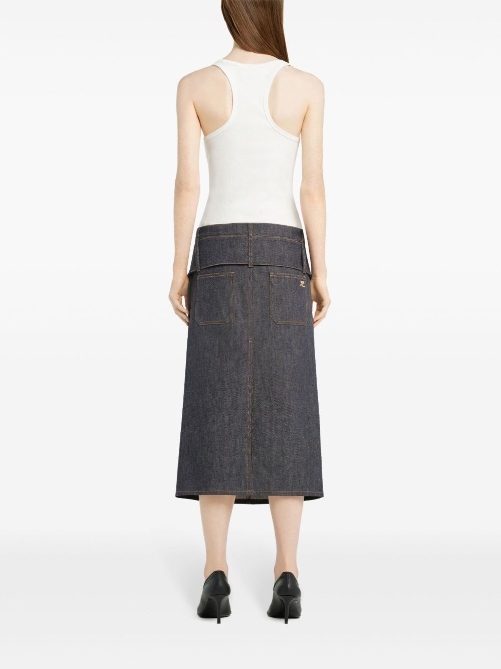 double-belt denim skirt - 4