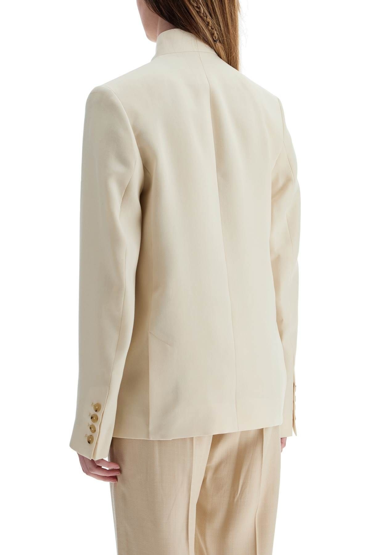 ジャケット TOTEME BEIGE VISCOSE BLAZER WITH HIGH COLLAR SS25【TOTEME】Beige Viscose Blazer High collar Loose Fit