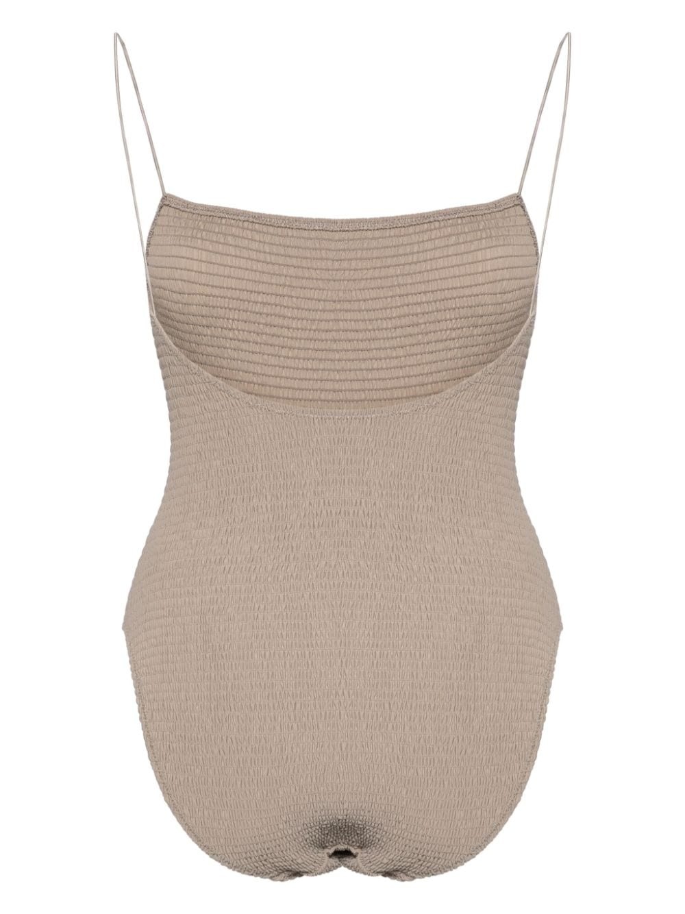 smocked square-neck swimsuit - 2