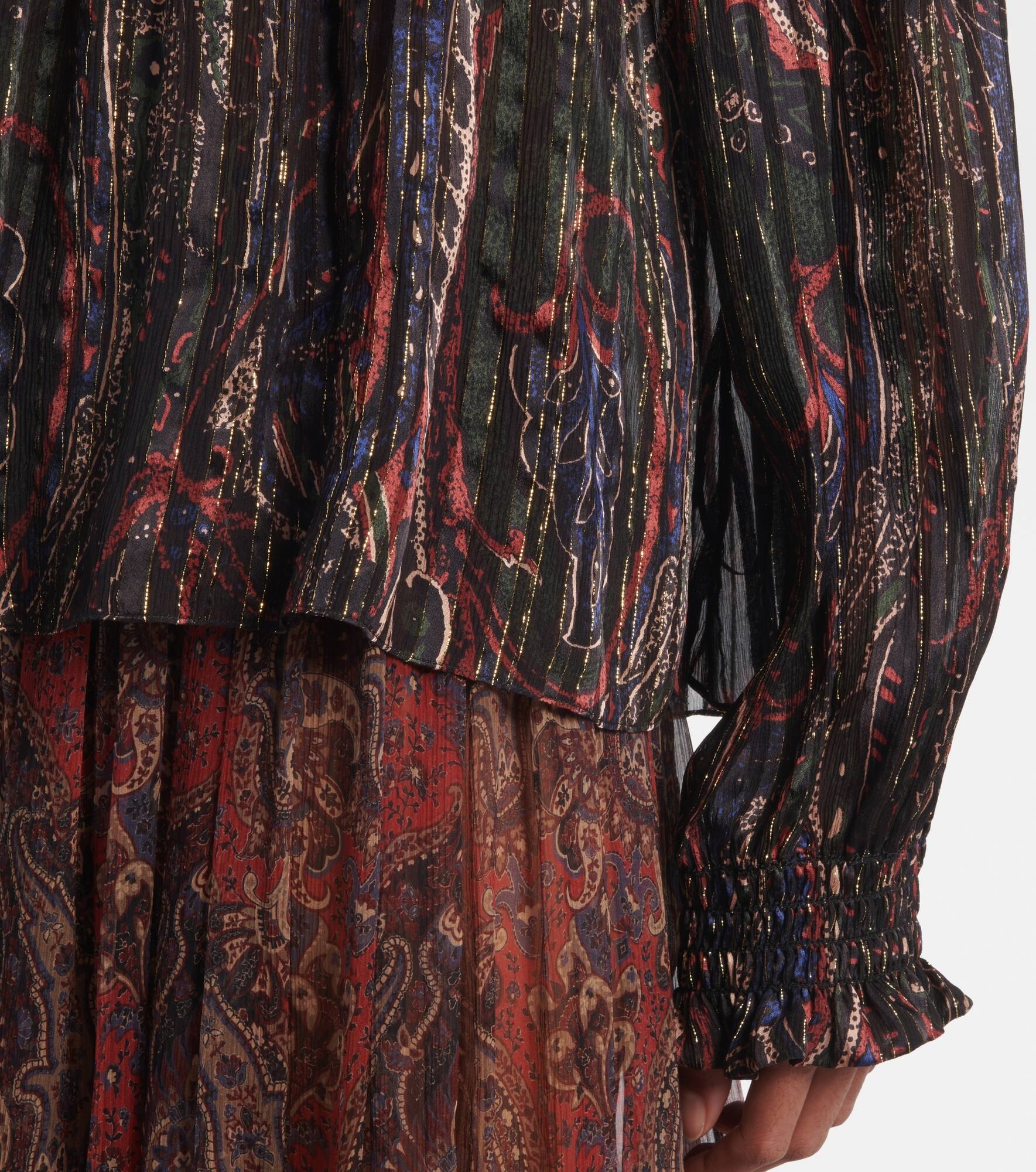 Paisley off-shoulder silk top - 5
