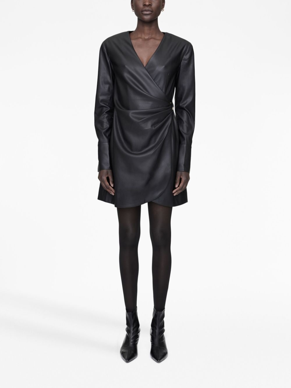 Joey faux-leather wrap minidress - 2