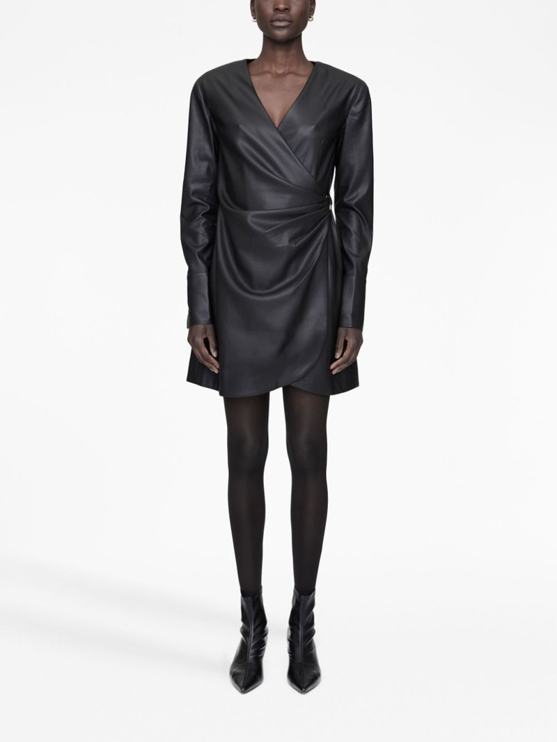 ANINE BING Joey faux-leather wrap minidress outlook