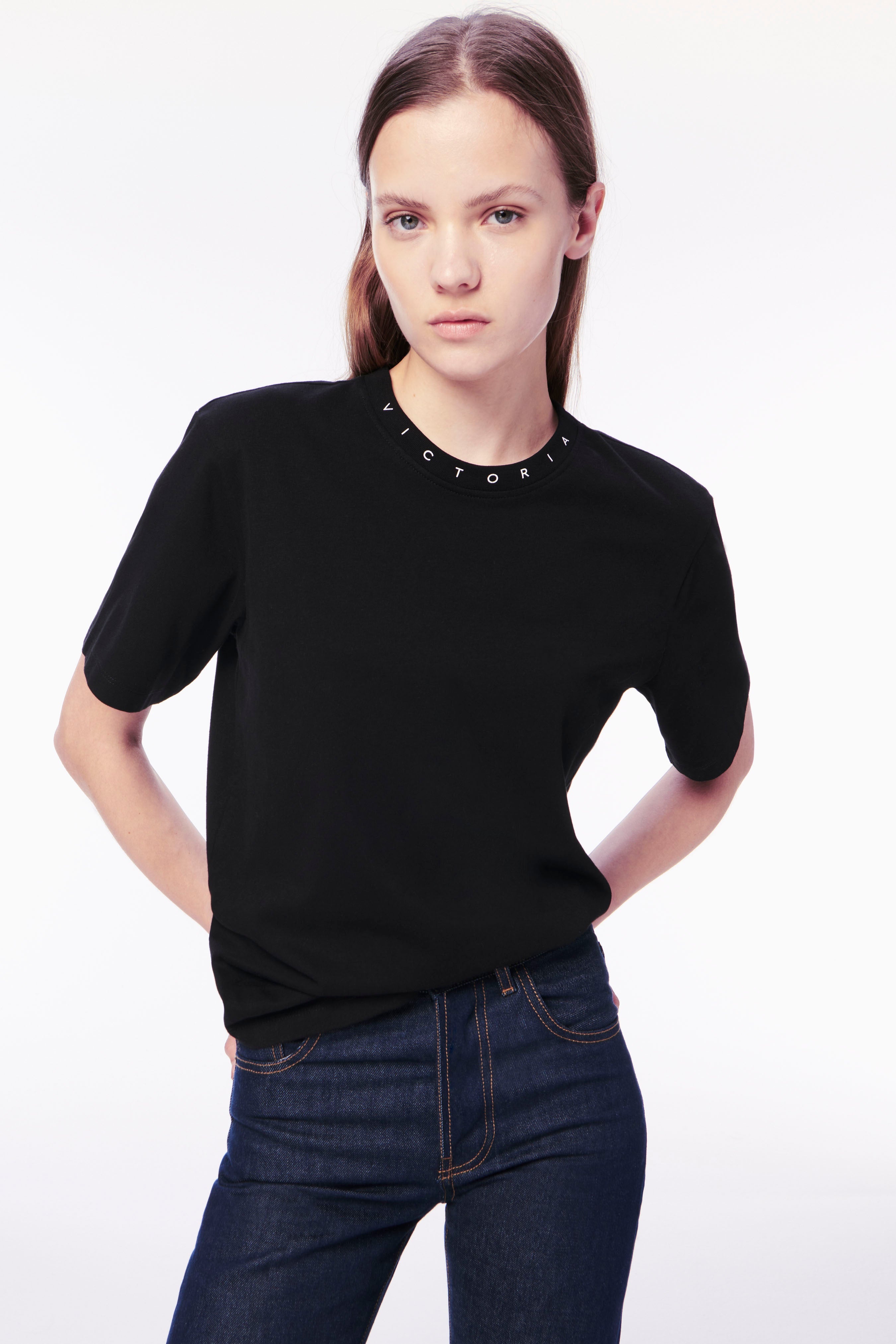 Logo Rib Tee in Black - 3