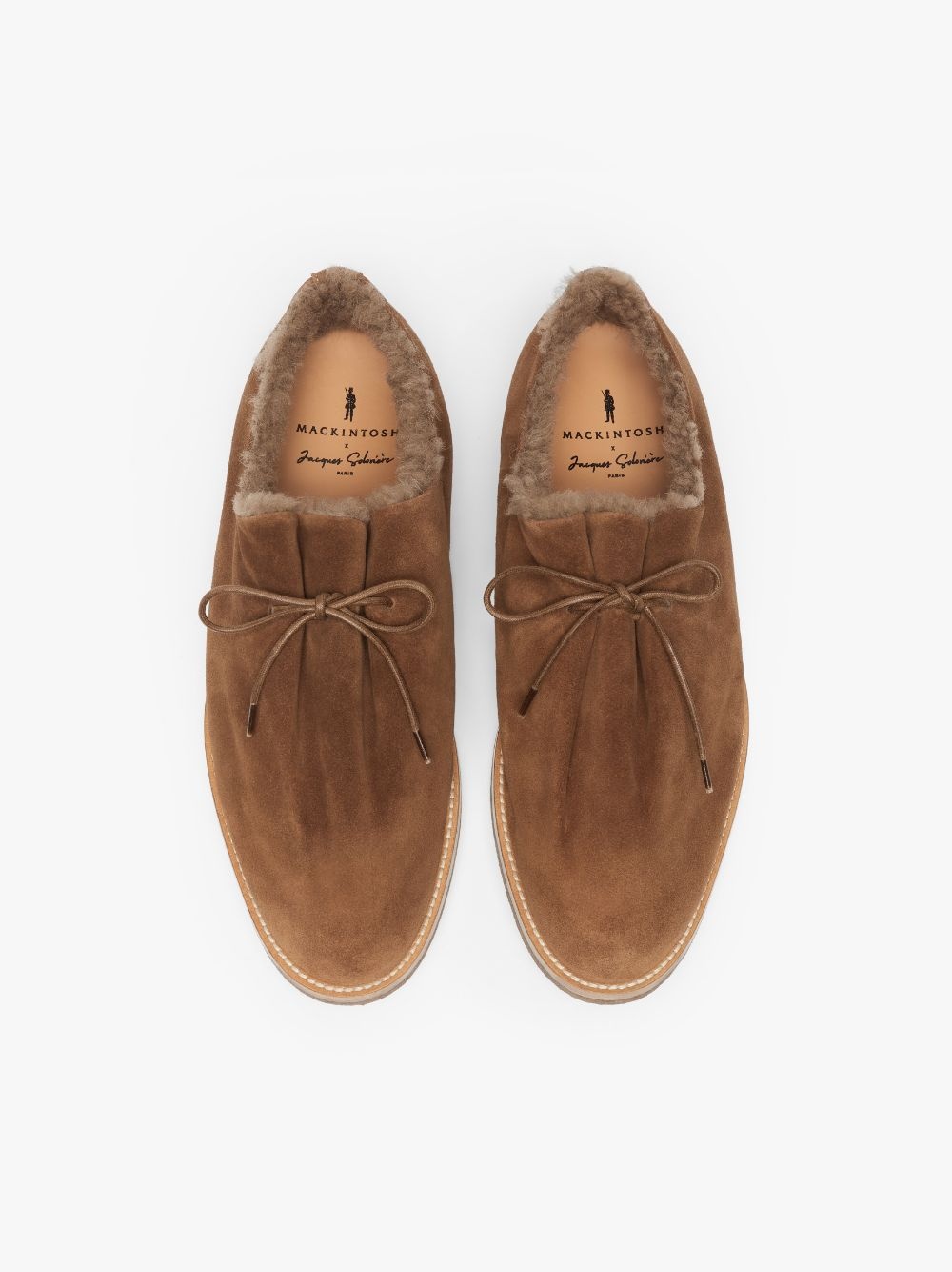 JACQUES SOLOVIÈRE TOBACOO SHEARLING SUEDE LACE-UP SHOES - 3