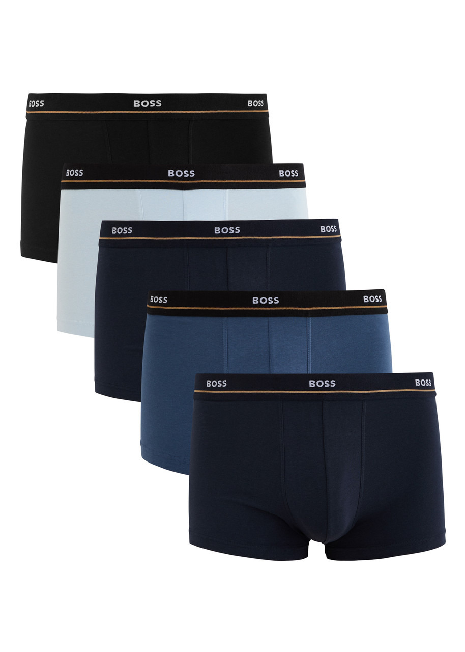 Boss Logo-jacquard Stretch-cotton Boxer Trunks - 1