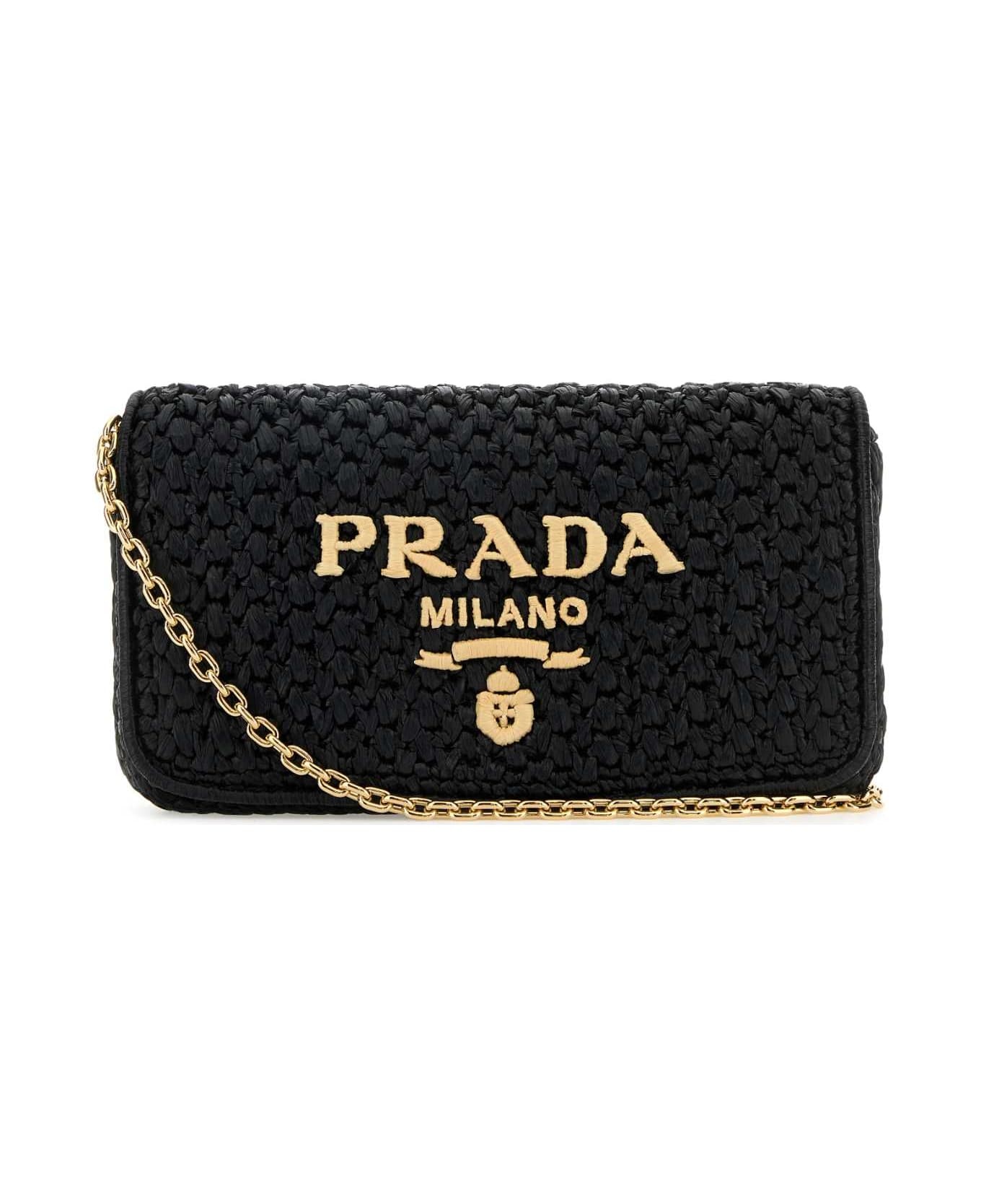 Black Raffia Crossbody Bag - 1
