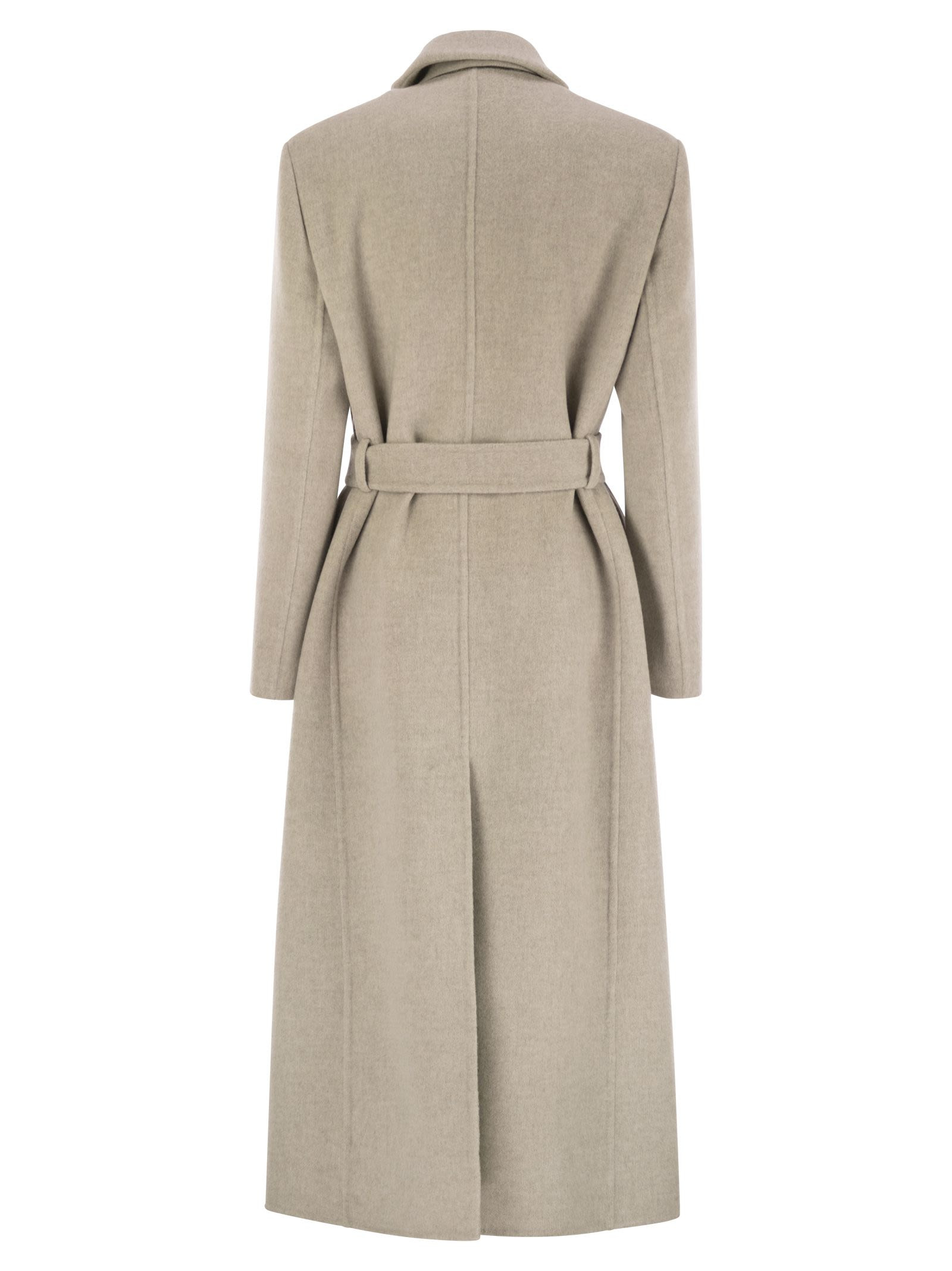Brunello Cucinelli Women Double-Breasted Coat In Virgin Wool And Cashmere Cloth With Jewellery - 2