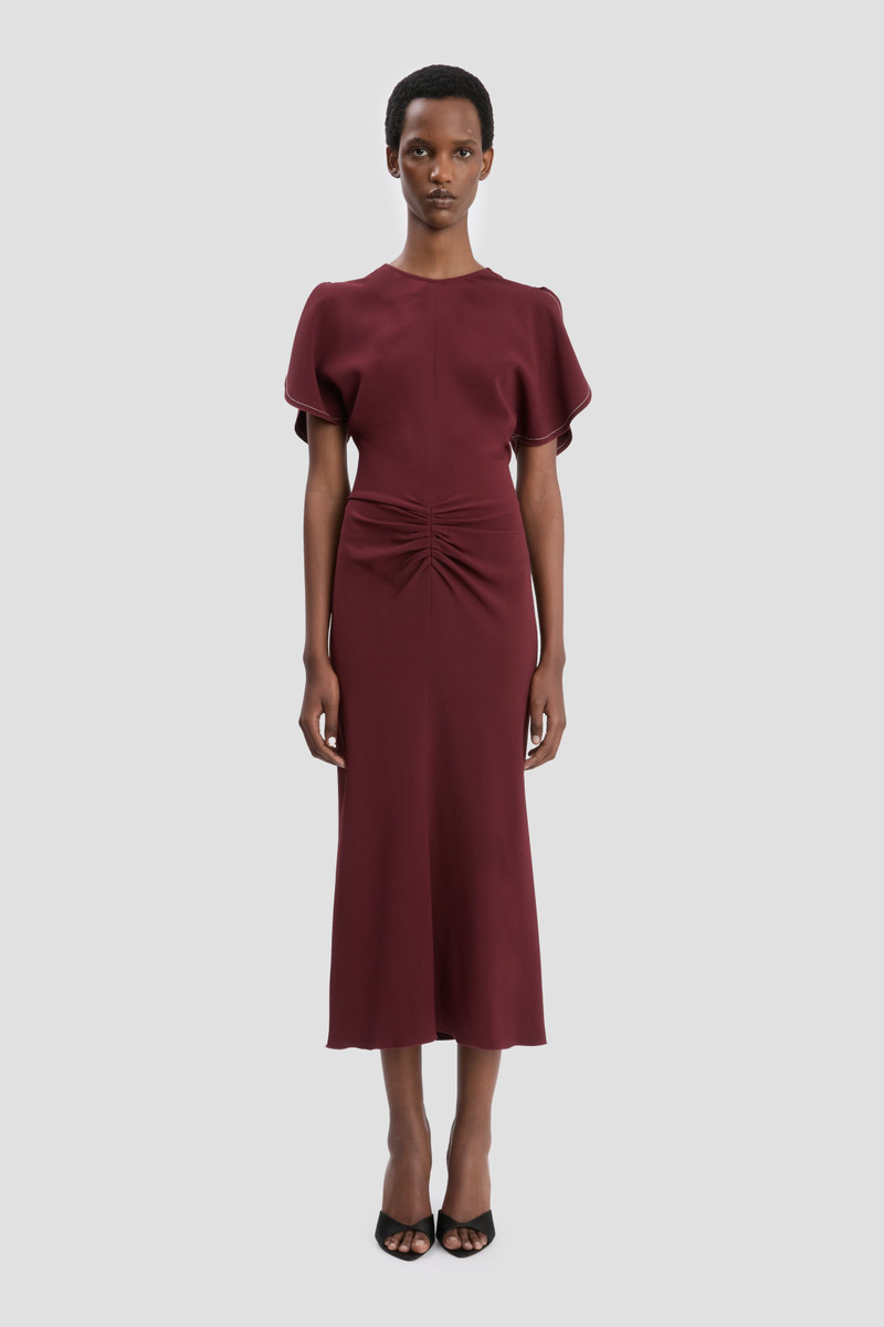 Victoria Beckham Bela Midi Dress In Cinnabar Red outlook