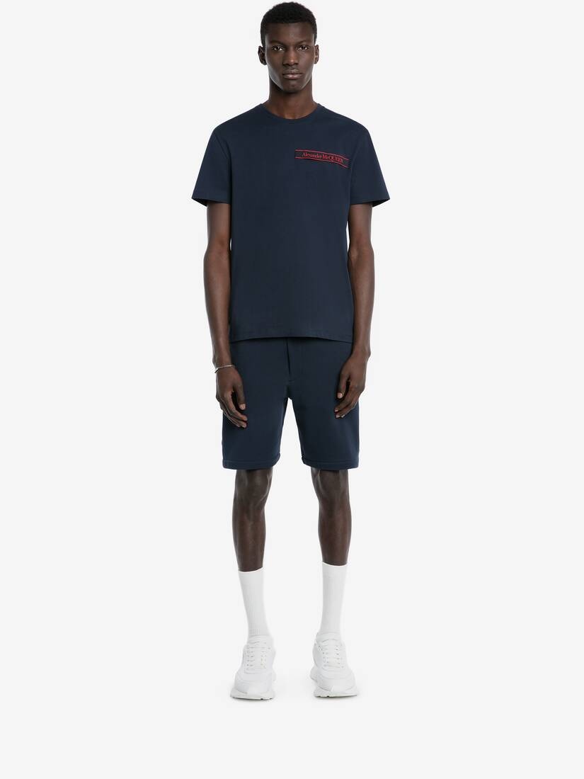 Selvedge Logo Tape T-shirt in Ink Blue - 2