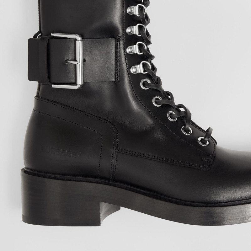 Burberry Strap Detail Leather Ankle Boots outlook