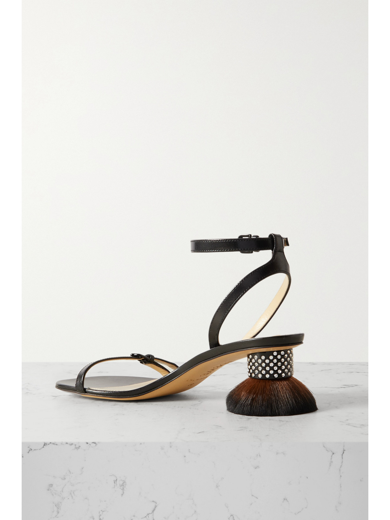Petal Brush Crystal-embellished Leather Sandals - 3