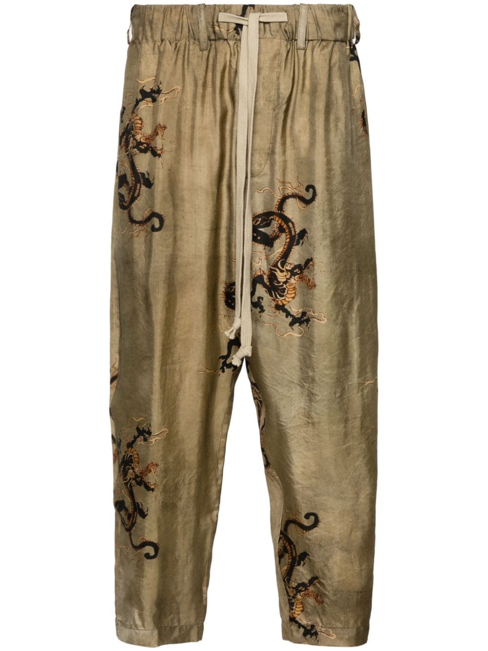 dragon-print tapered trousers - 1