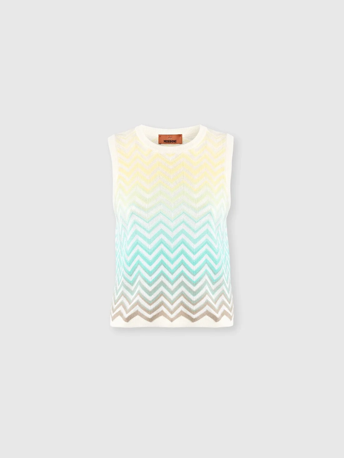 Chevron Dégradé Cotton and Viscose Sleeveless Top - 1