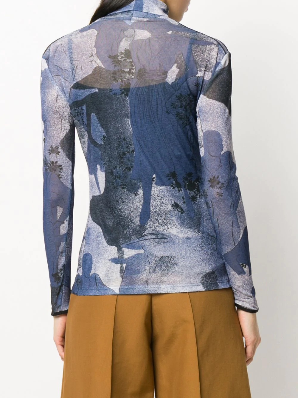 abstract print turtleneck top - 4