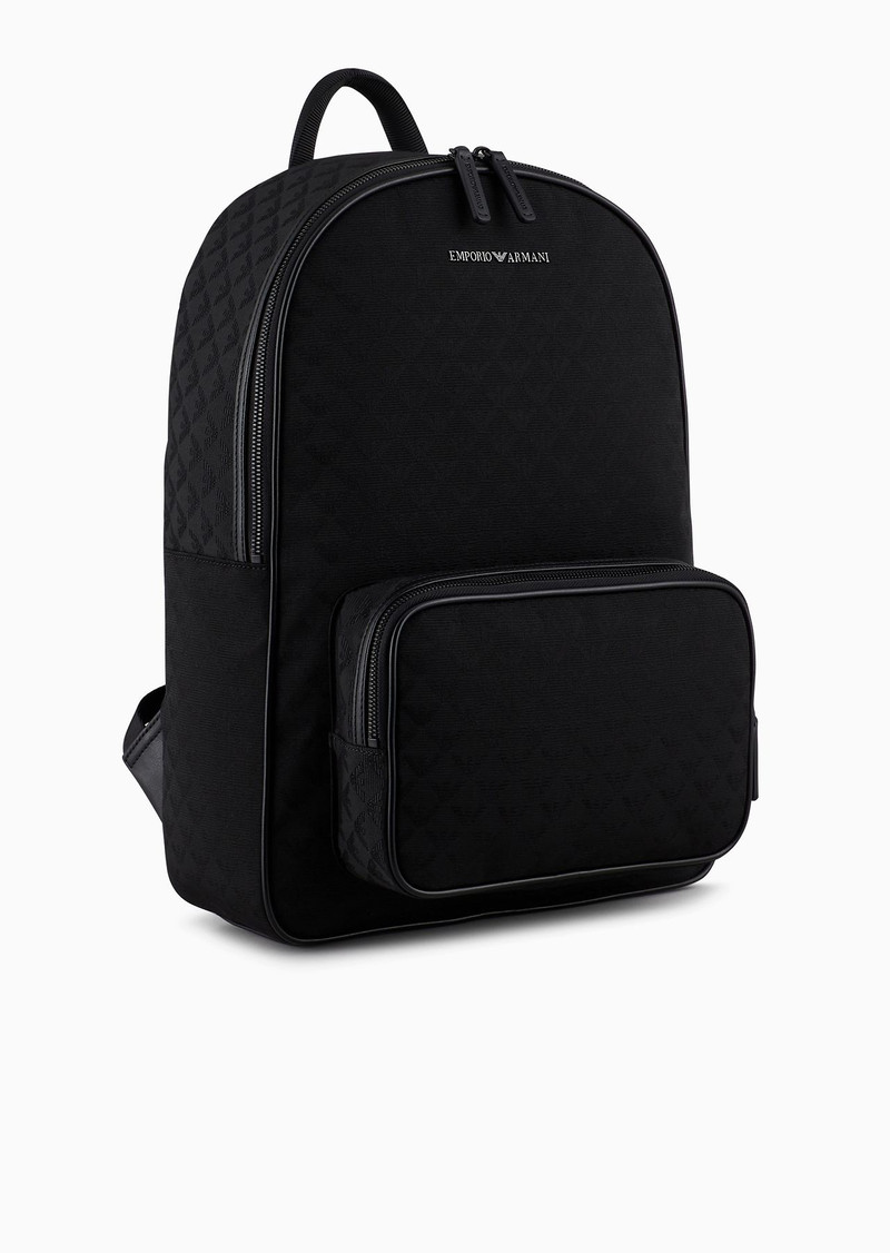 EMPORIO ARMANI Nylon backpack with all-over jacquard eagle outlook