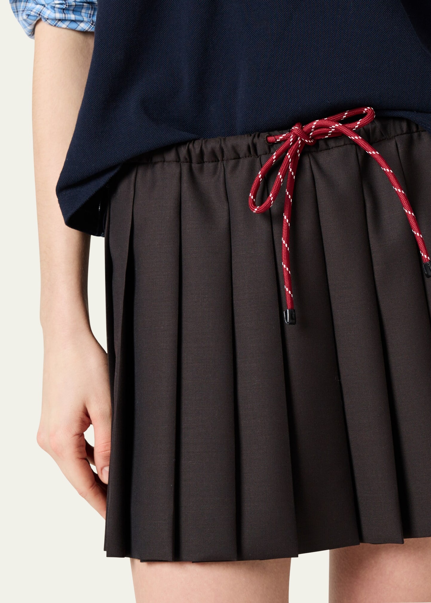 Pleated Drawstring Mini Skirt - 4