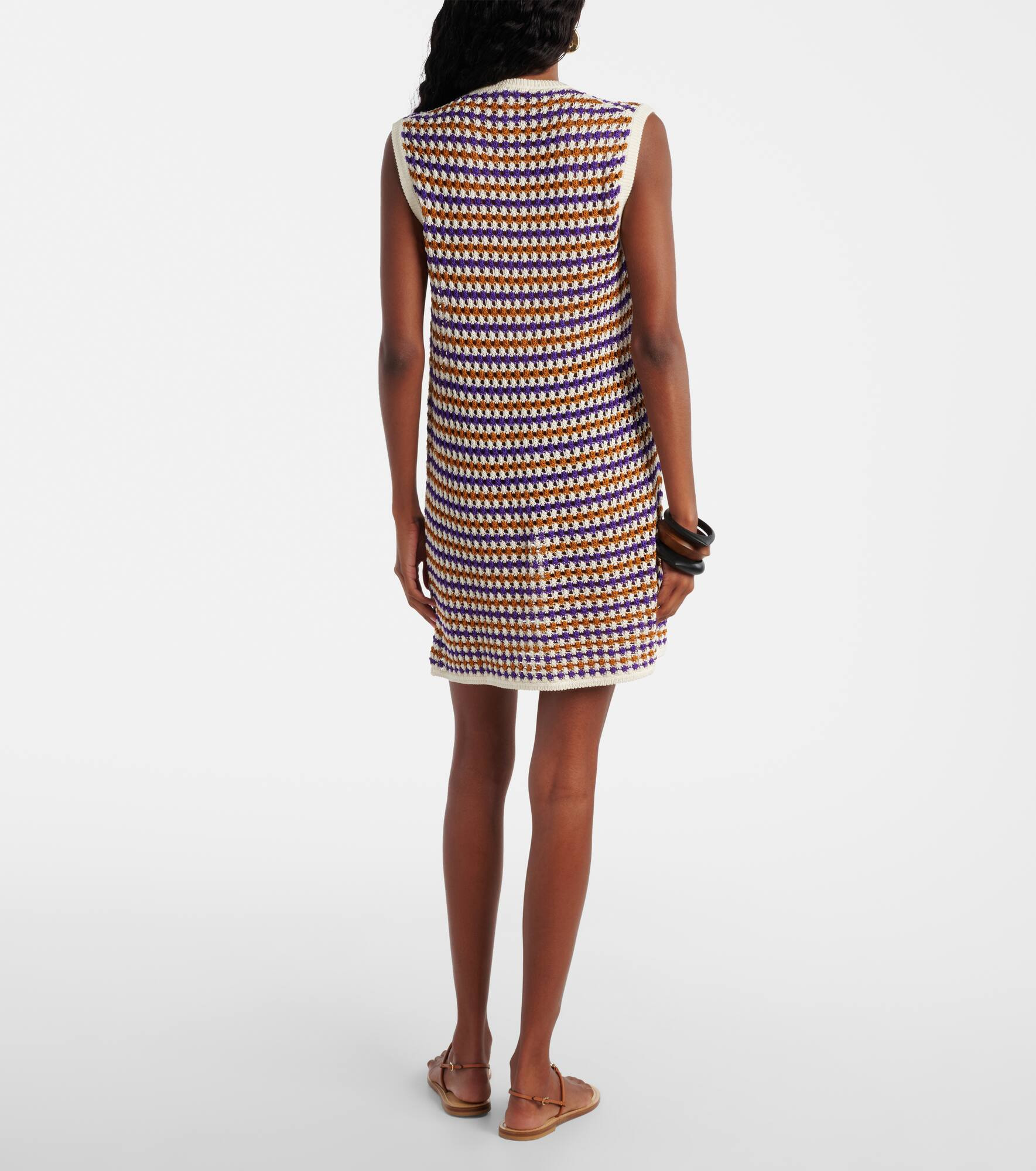 Inedite open-knit cotton-blend minidress - 3