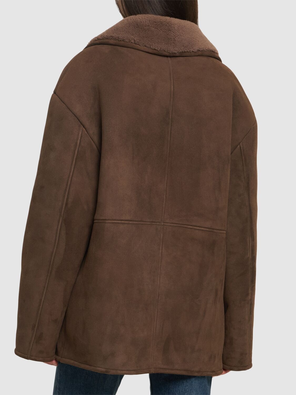 Cirebo Suede Shearling Coat Taupe - 5
