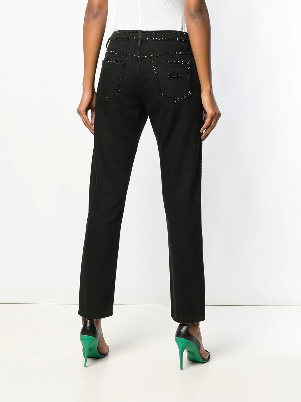 crystal embellished straight-leg jeans - 4