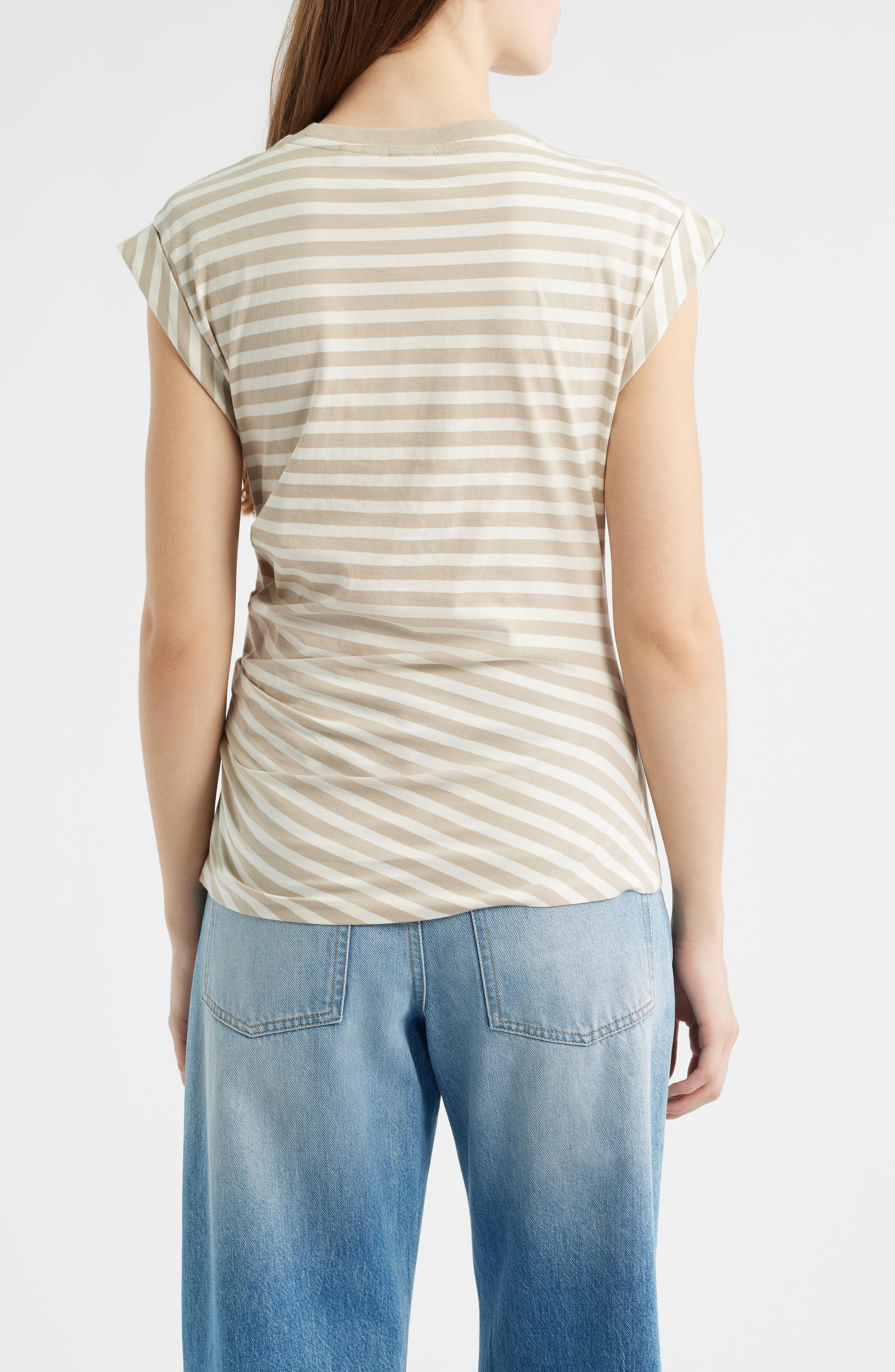 BOSS Epka Stripe Cotton Muscle T-Shirt in Pumice Stripe at Nordstrom - 2