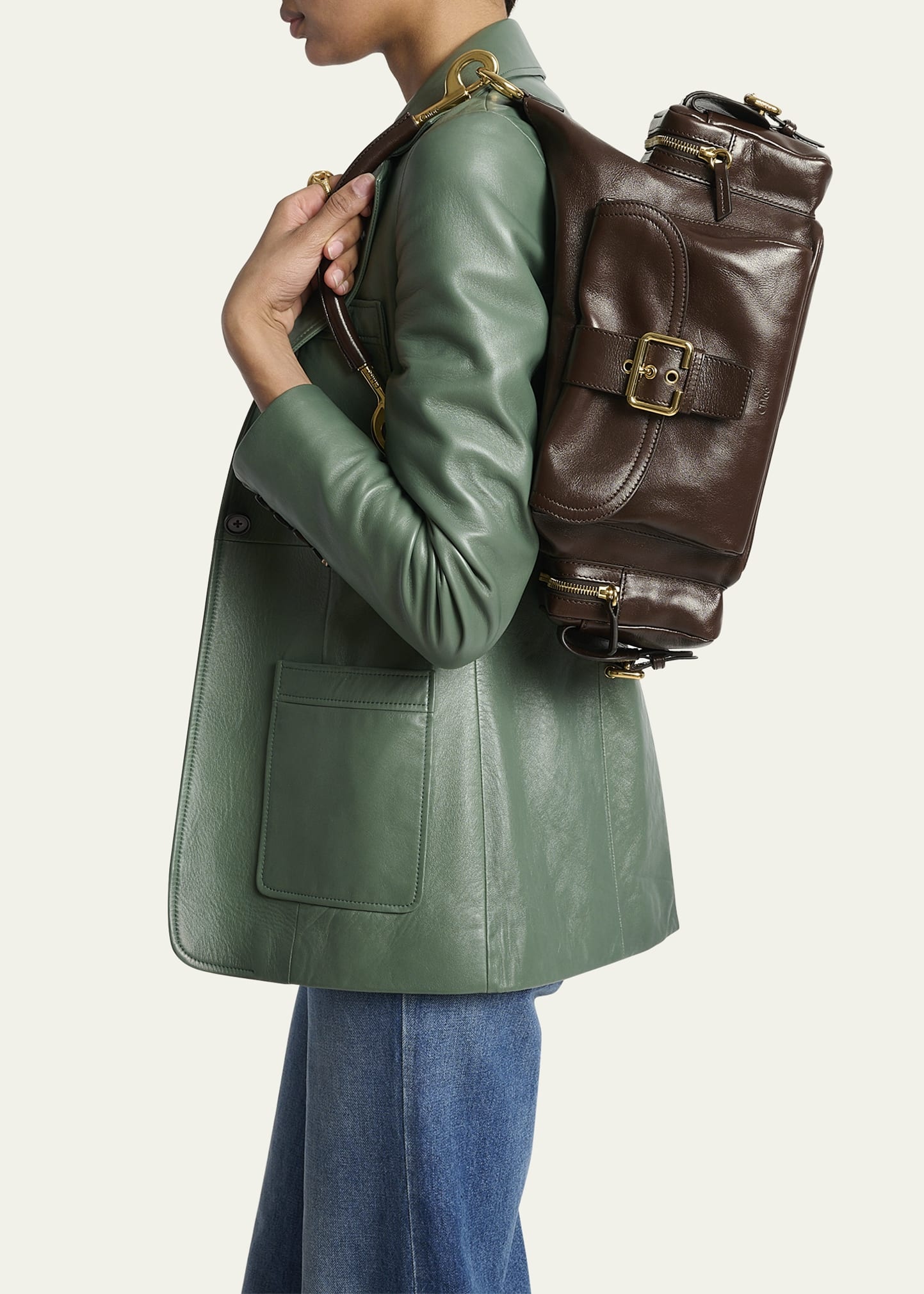 Camera Bag Medium in Natural Shiny Calfskin - 2