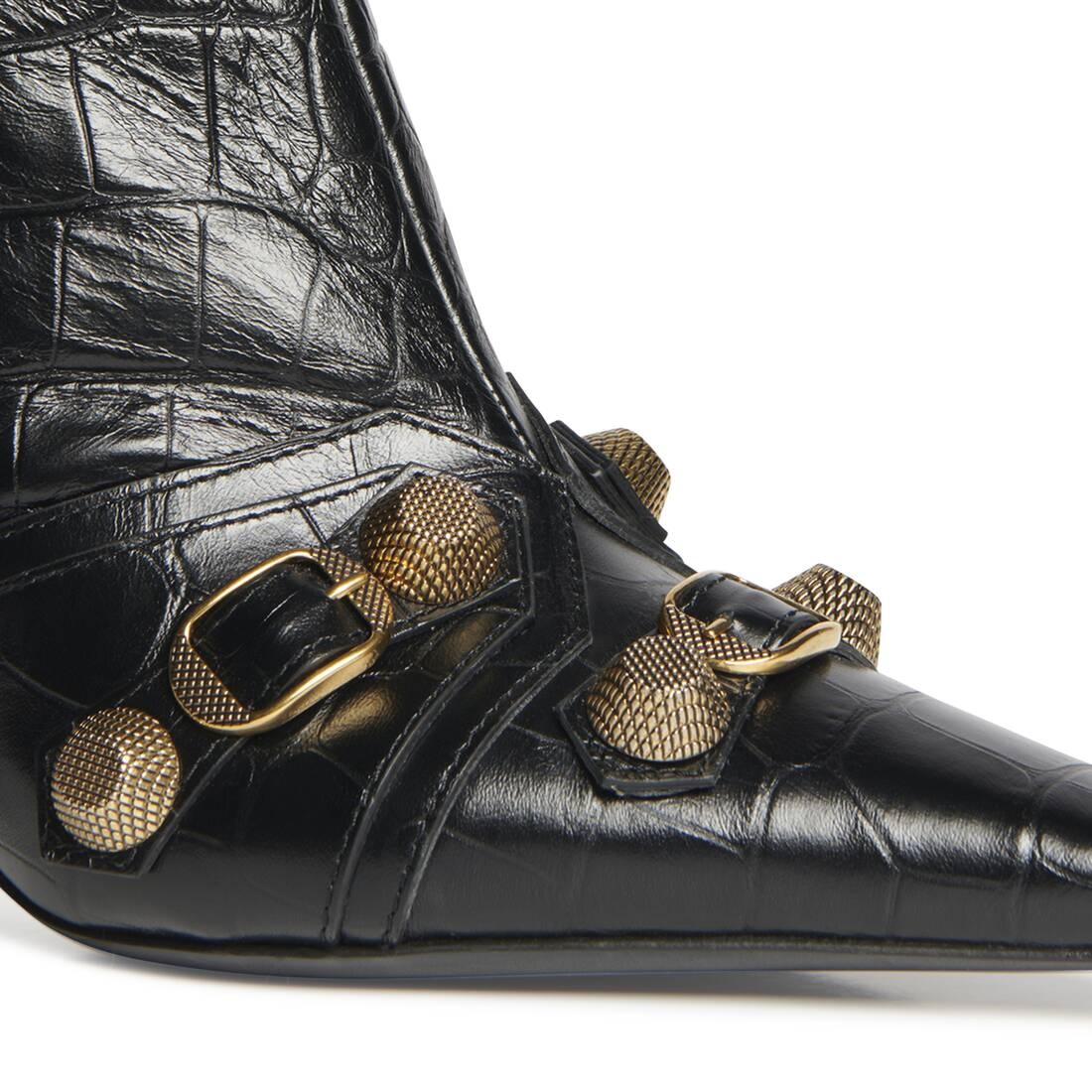 Women's Cagole 90mm Bootie Crocodile Embossed in Black - 8