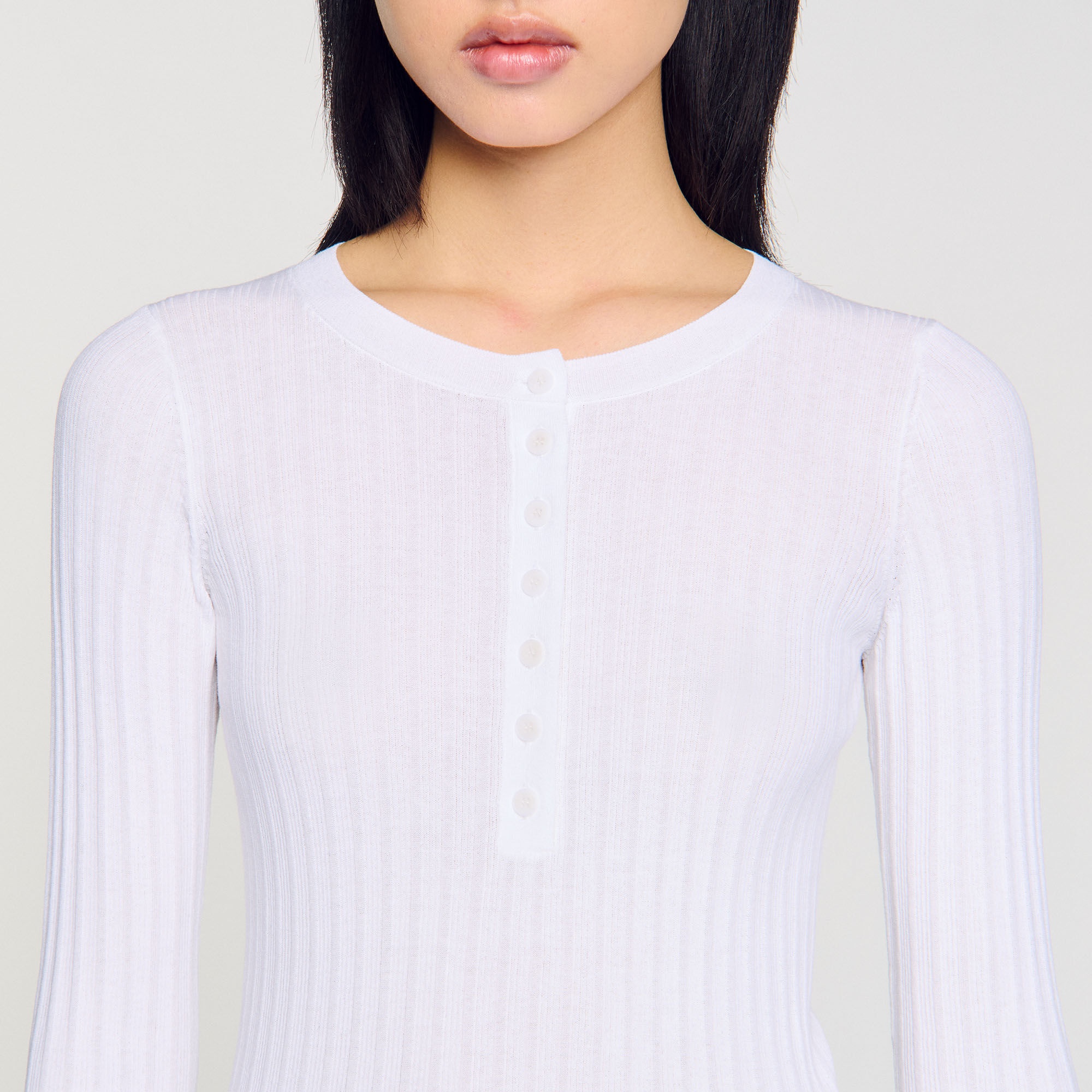 RIBBED SWEATER WITH TUNISIAN COLLAR - 3