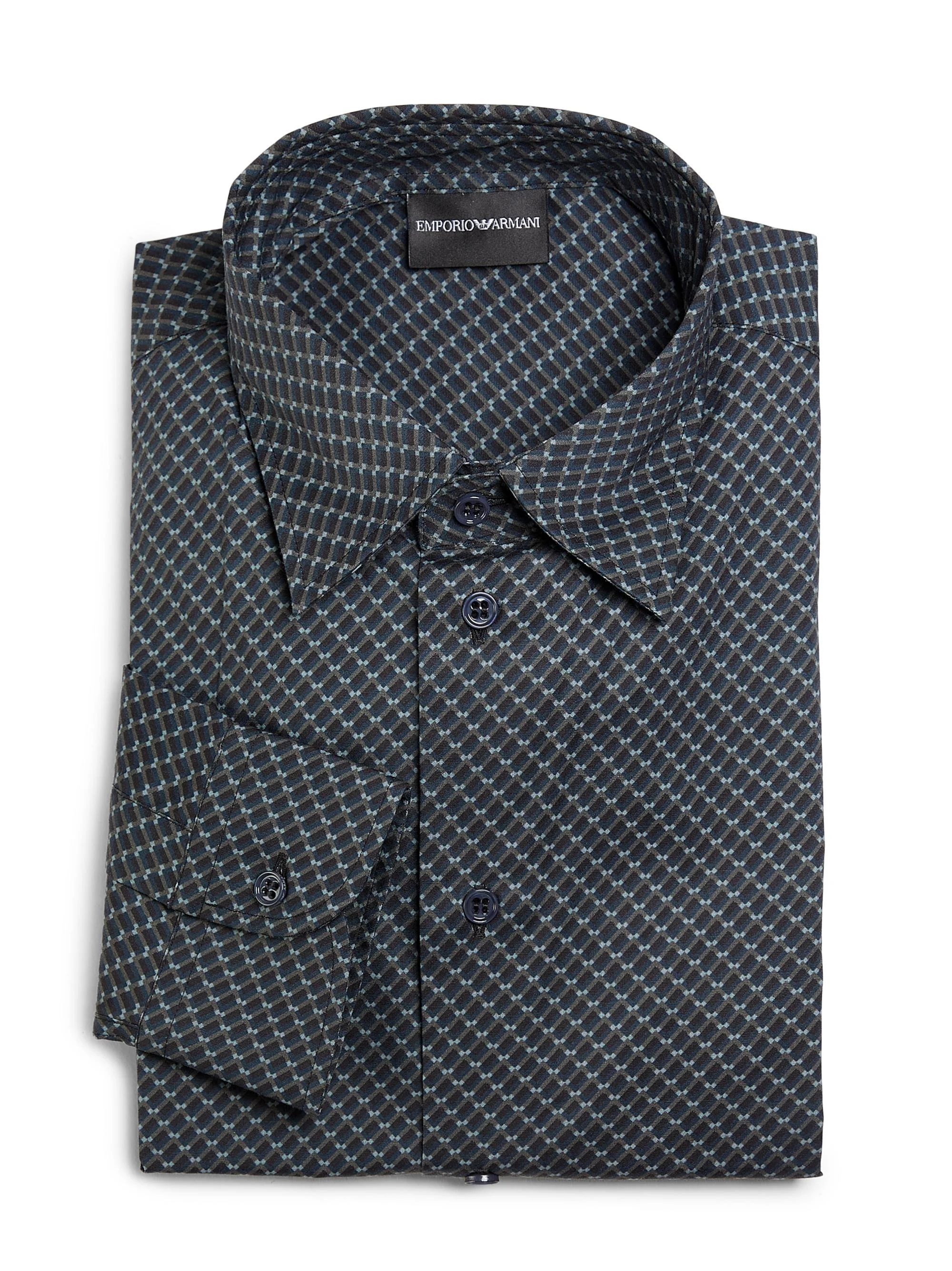 Men's Printed Poplin Shirt - Navy - 1