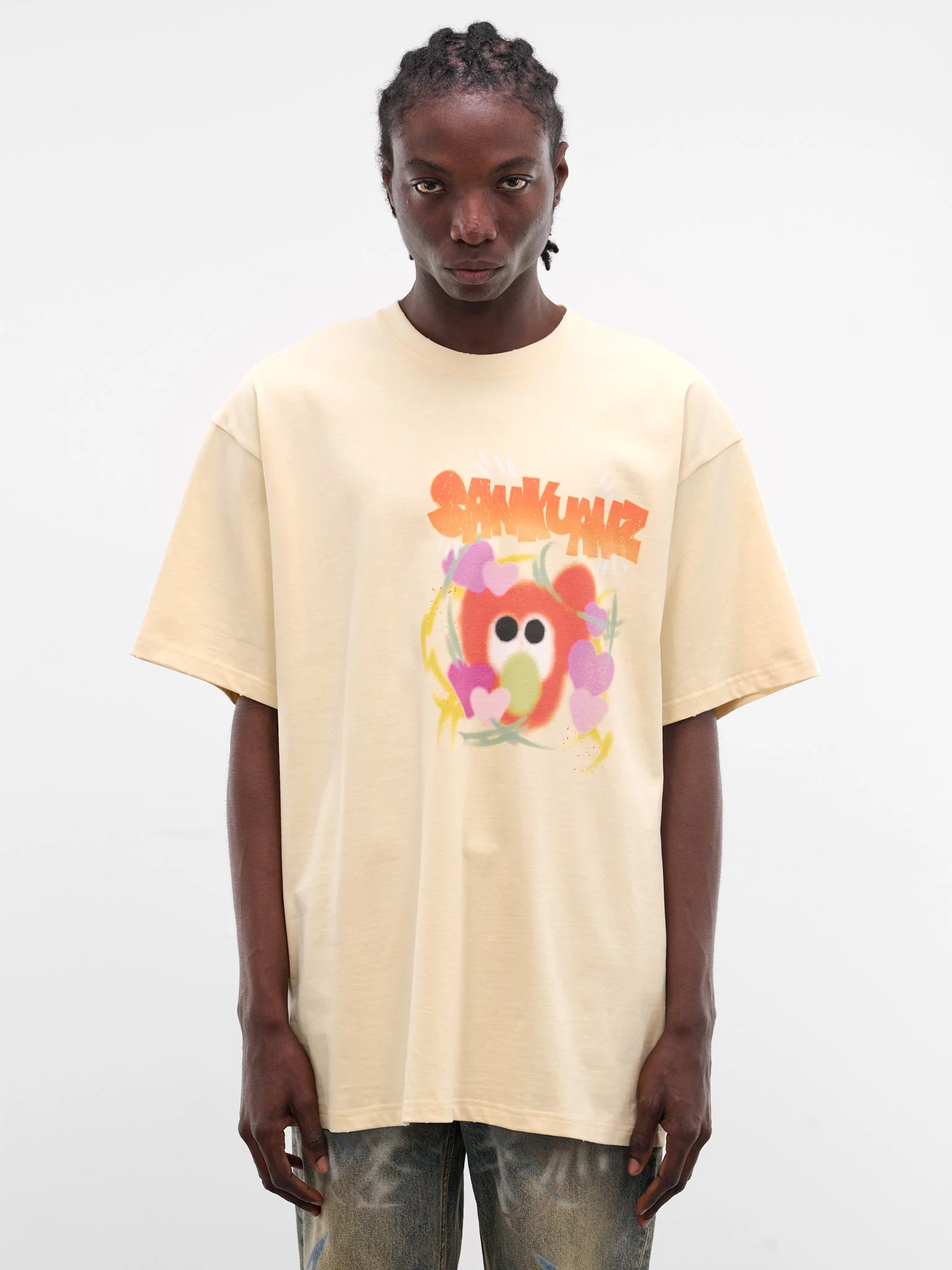 Light Orange Graffiti Oversized Tee - 1