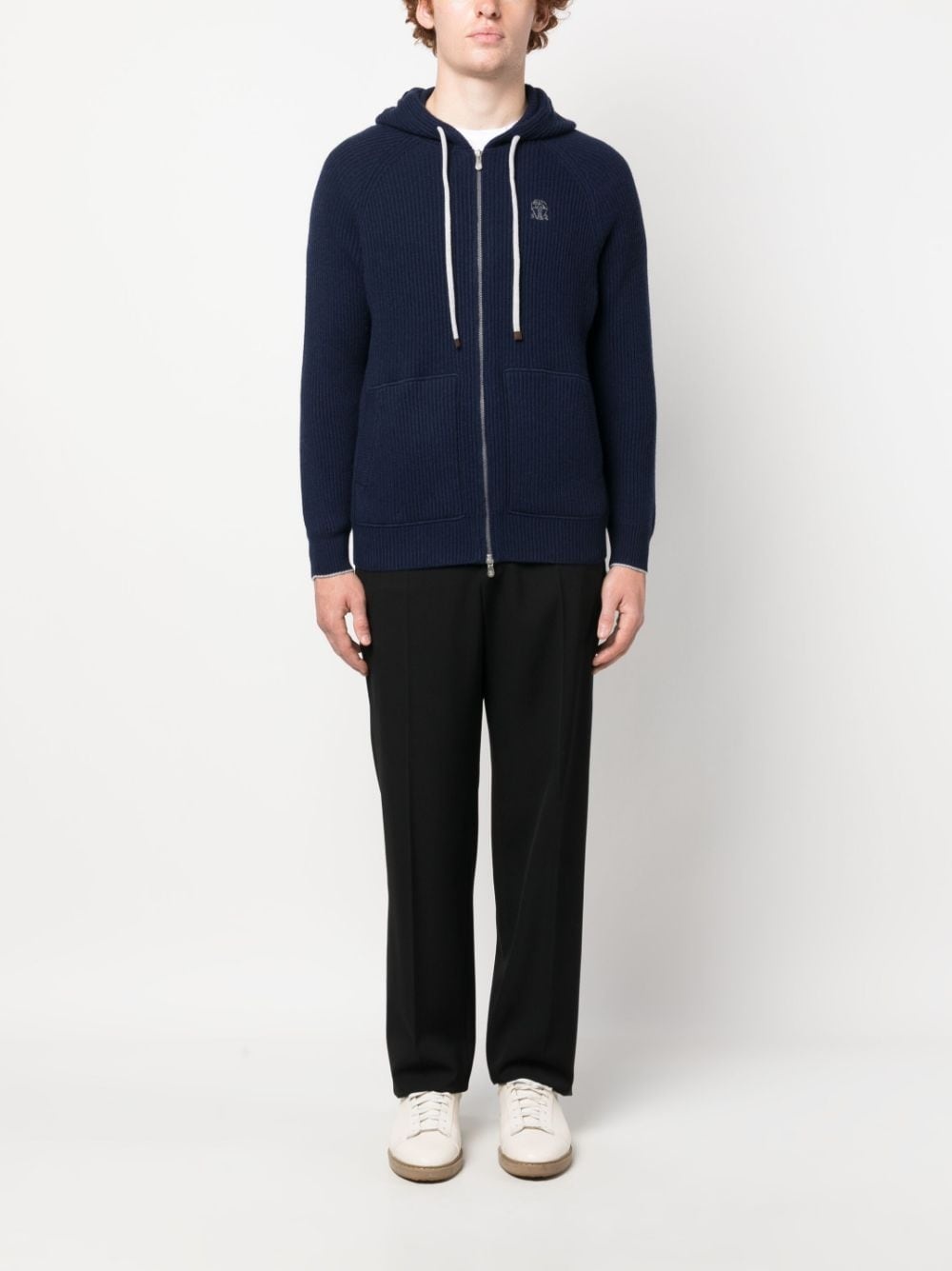 logo-embroidered zip-up hoodie - 2