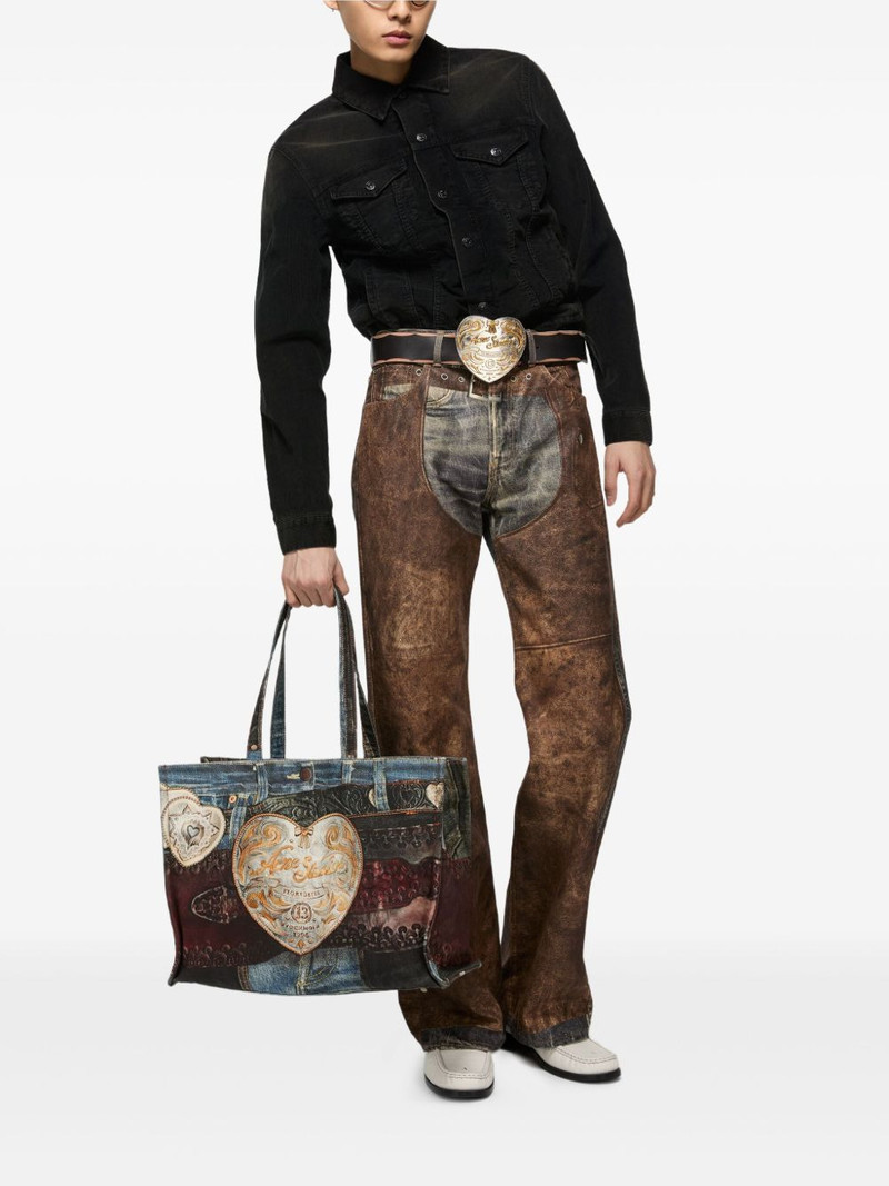 Acne Studios denim-patch heart tote bag outlook