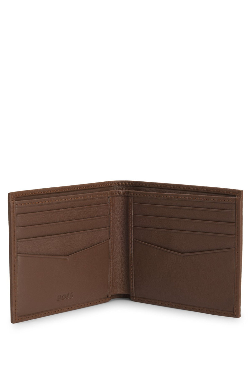 BOSS GRAINED-LEATHER FOLDING WALLET WITH POLISHED LOGO LETTERING outlook